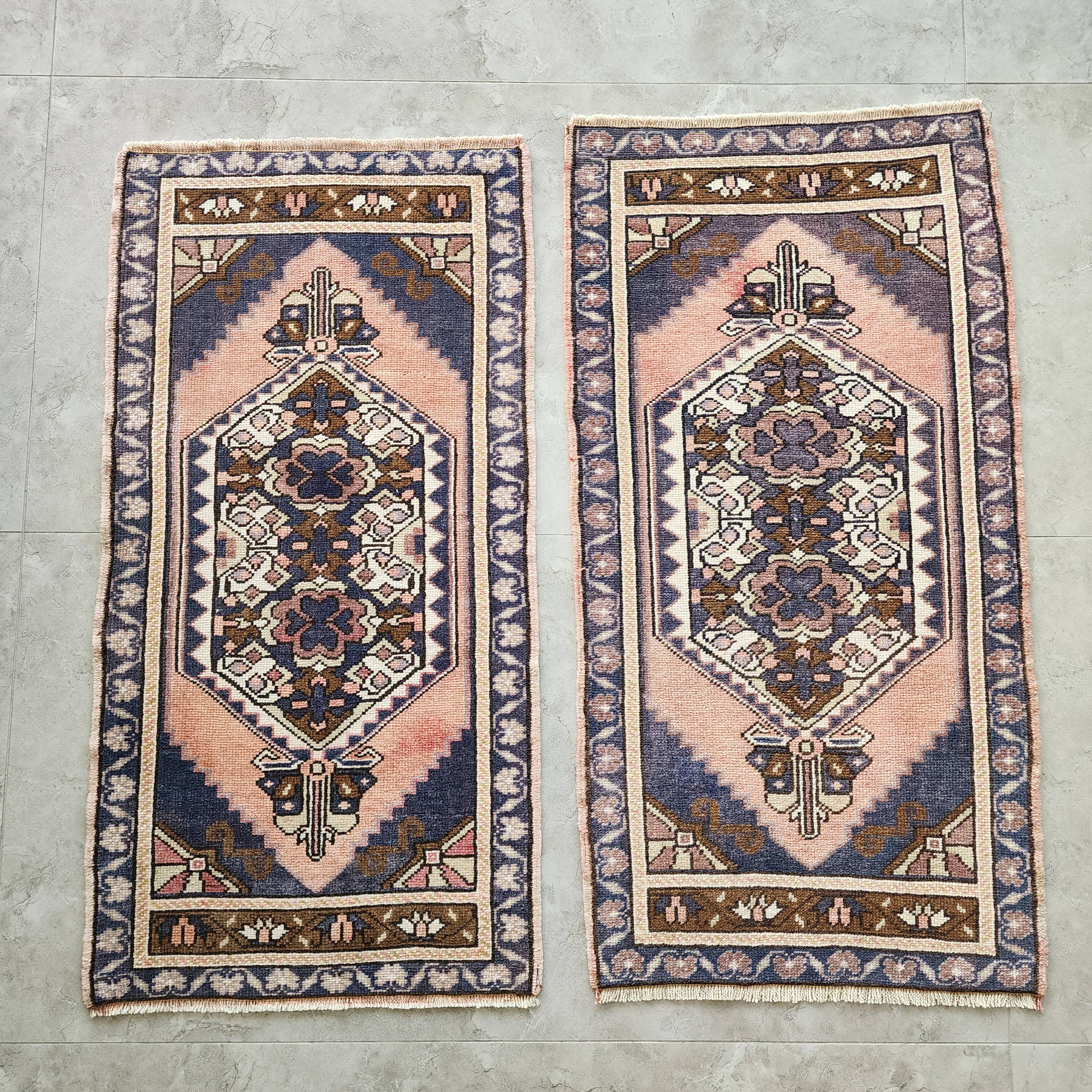Vintage Turkish Yastik Rugs Set of 2 | 21'' x 41''