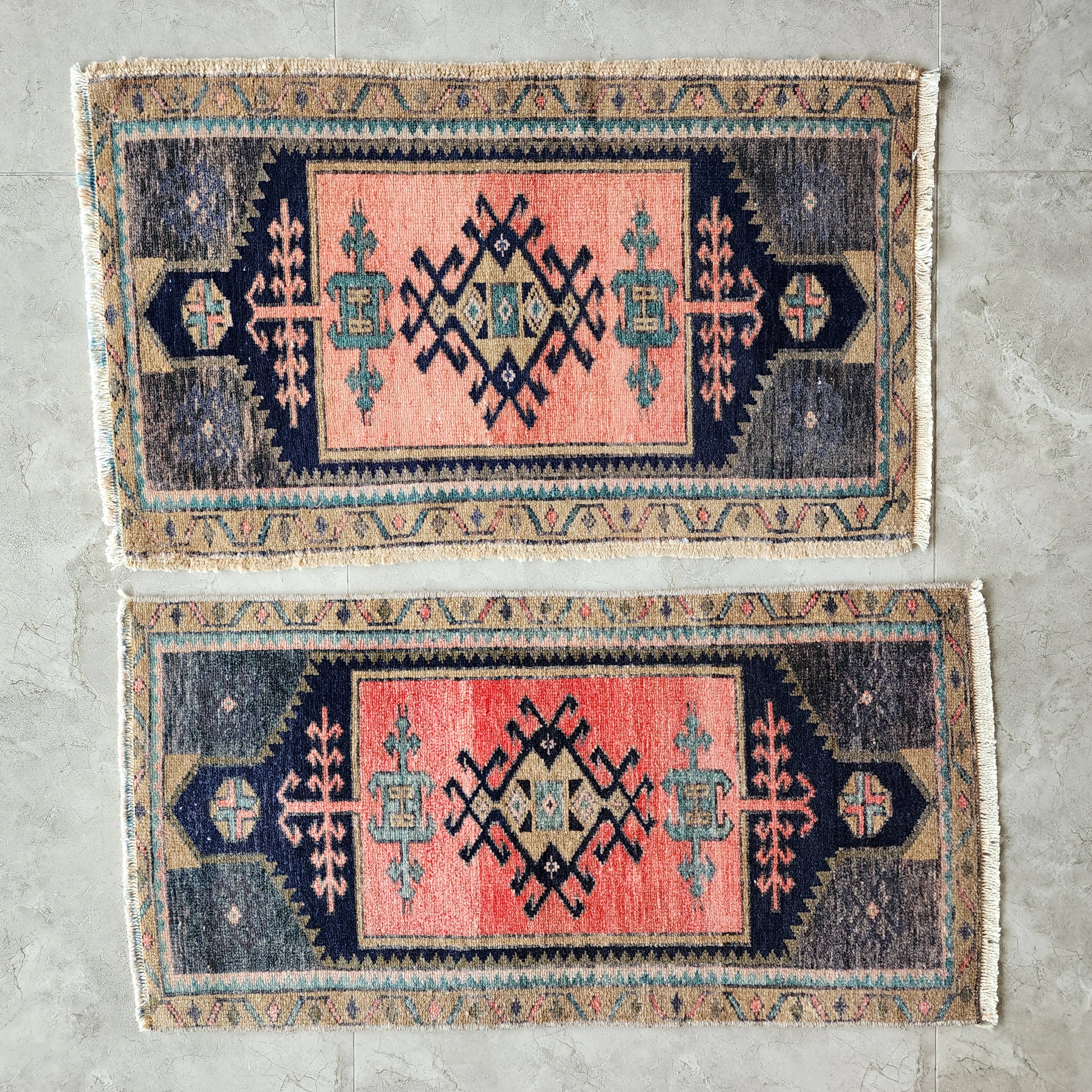 Vintage Turkish Yastik Rugs Set of 2 | 19'' x 32''