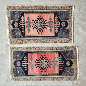 Vintage Turkish Yastik Rugs Set of 2 | 19'' x 32''