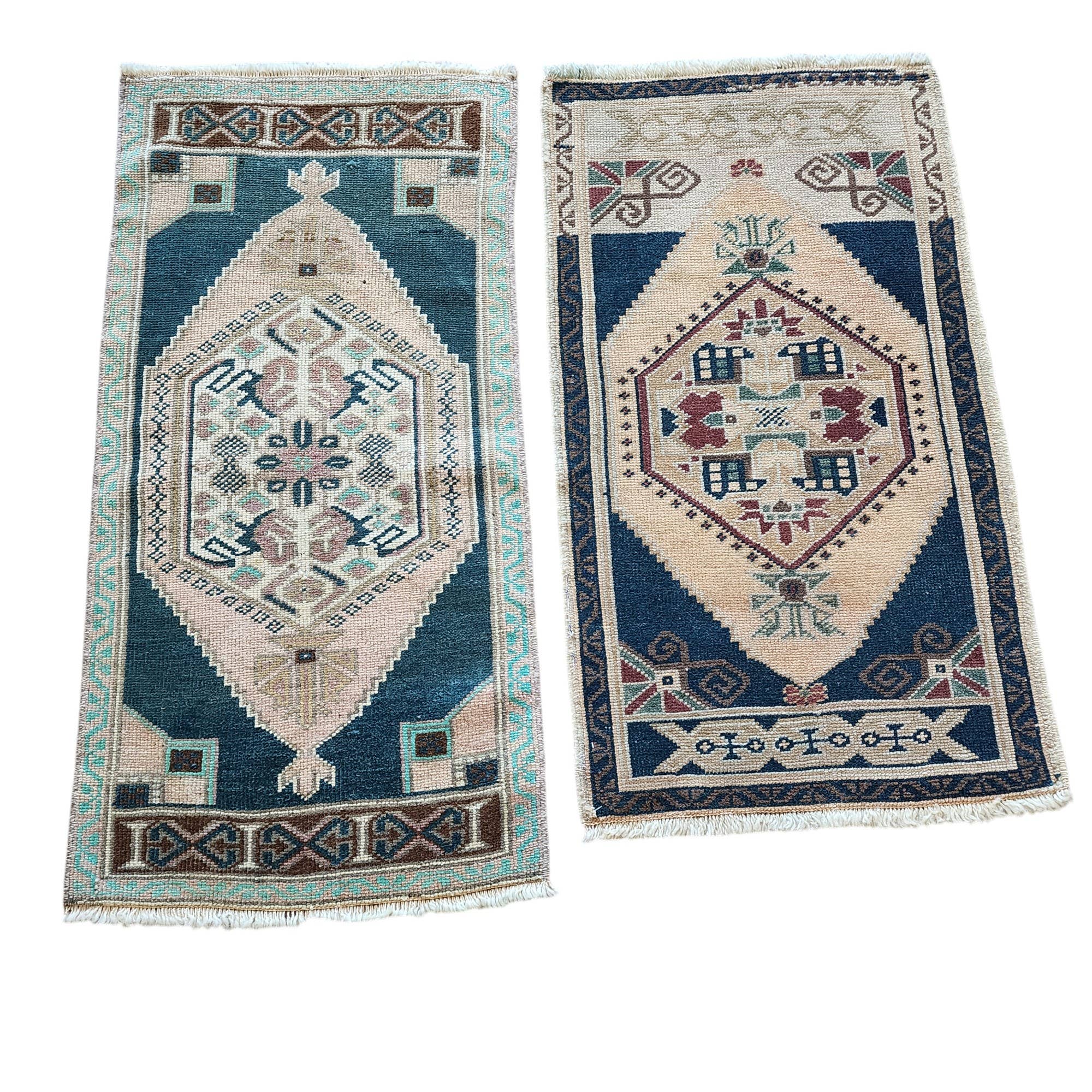 Vintage Turkish Yastik Rugs Set of 2 | 21'' x 37''