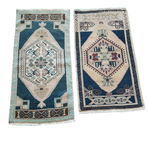 Vintage Turkish Yastik Rugs Set of 2 | 21'' x 37''