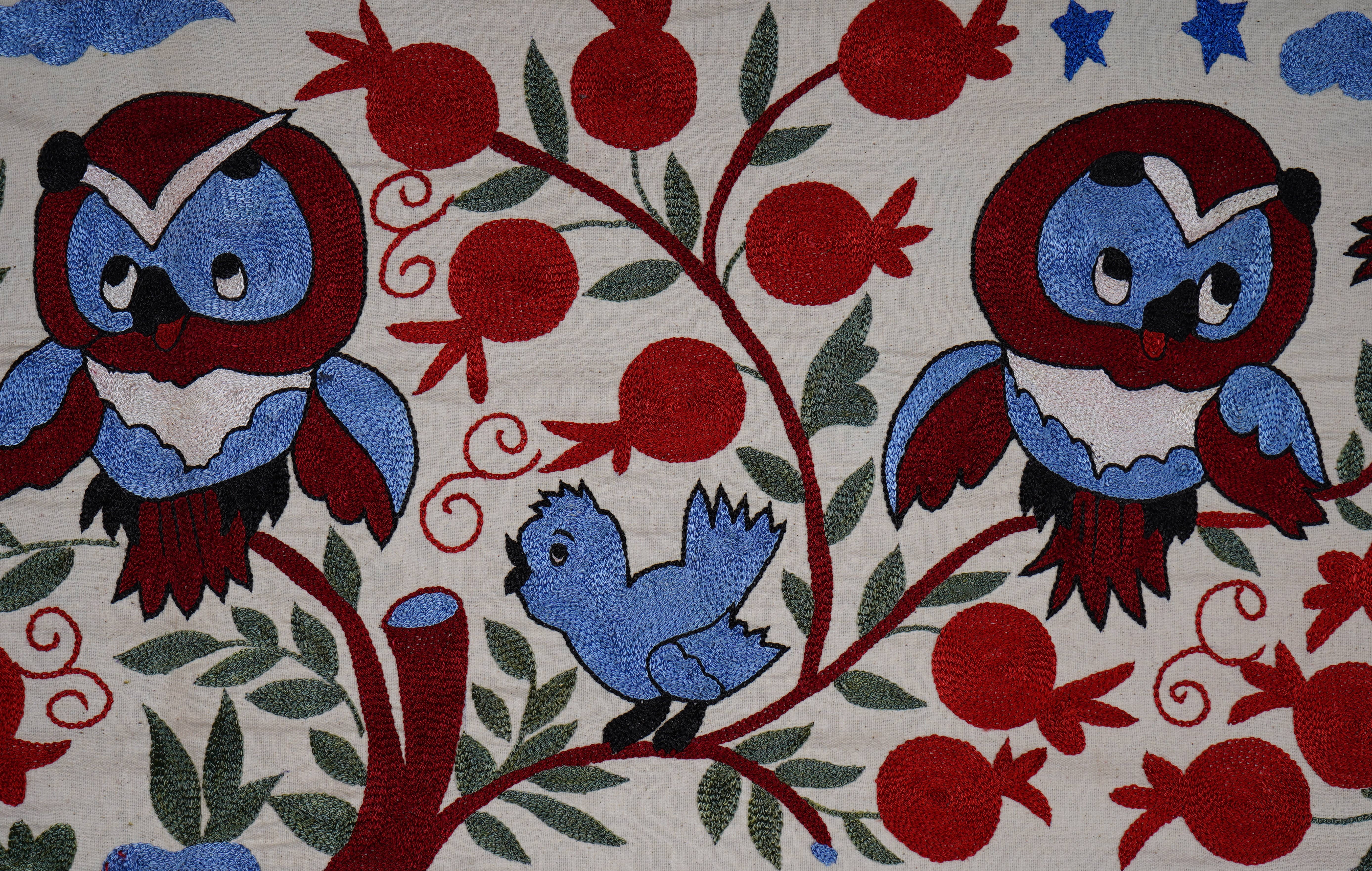 Owl Suzani Table Runner | 18'' x 55''