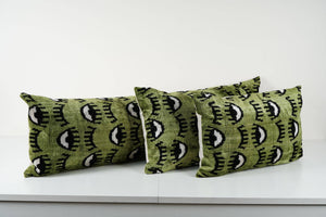 Silk Ikat Velvet Pillow Cover Set of 3 | 16'' x 51''