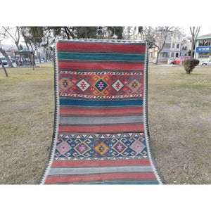 Vintage Caucasian Kilim Runner 5'1'' x 11'5''