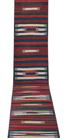 Vintage Turkish Kilim Runner 2'7'' x 23'2''