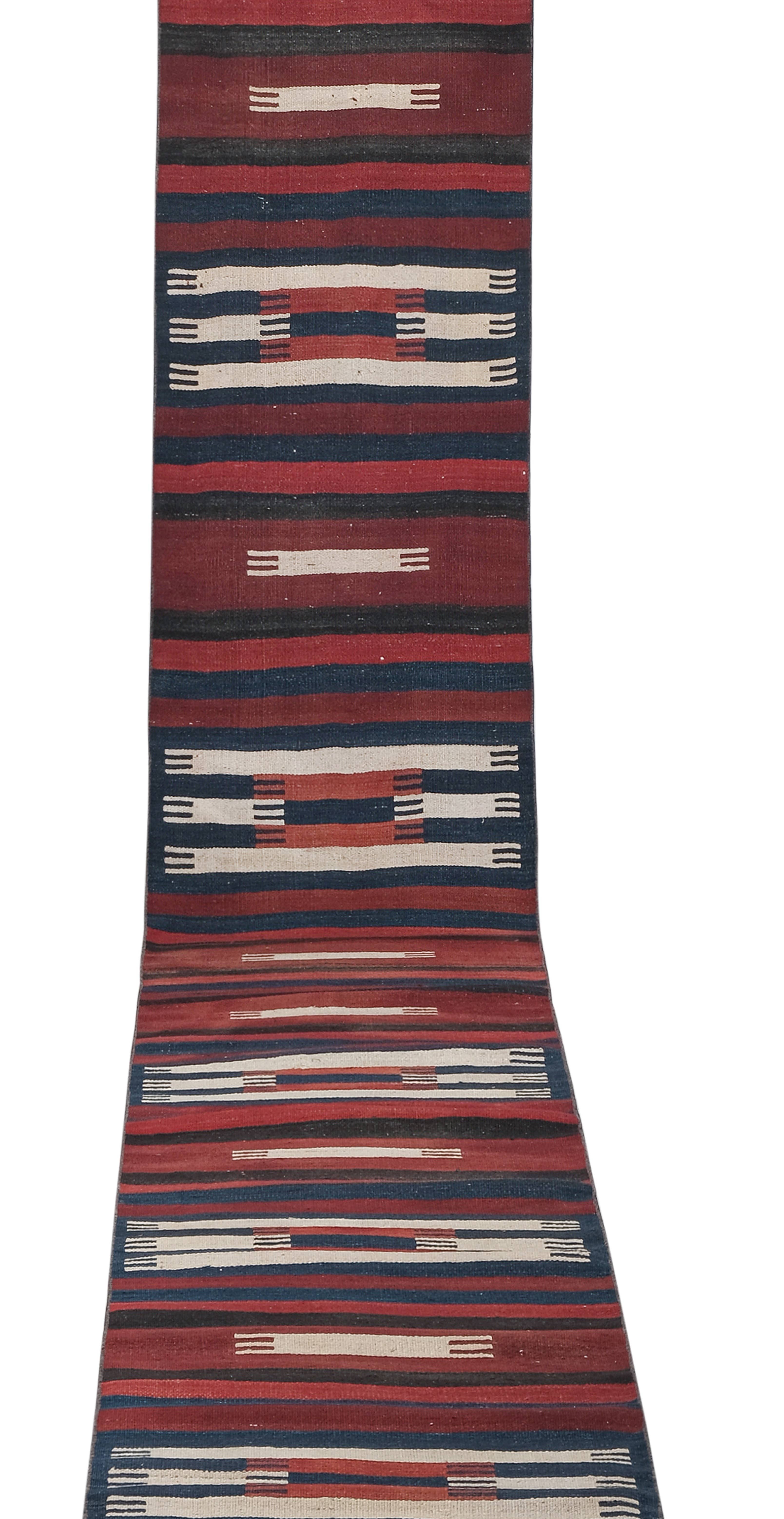 Vintage Turkish Kilim Runner 2'7'' x 23'2''