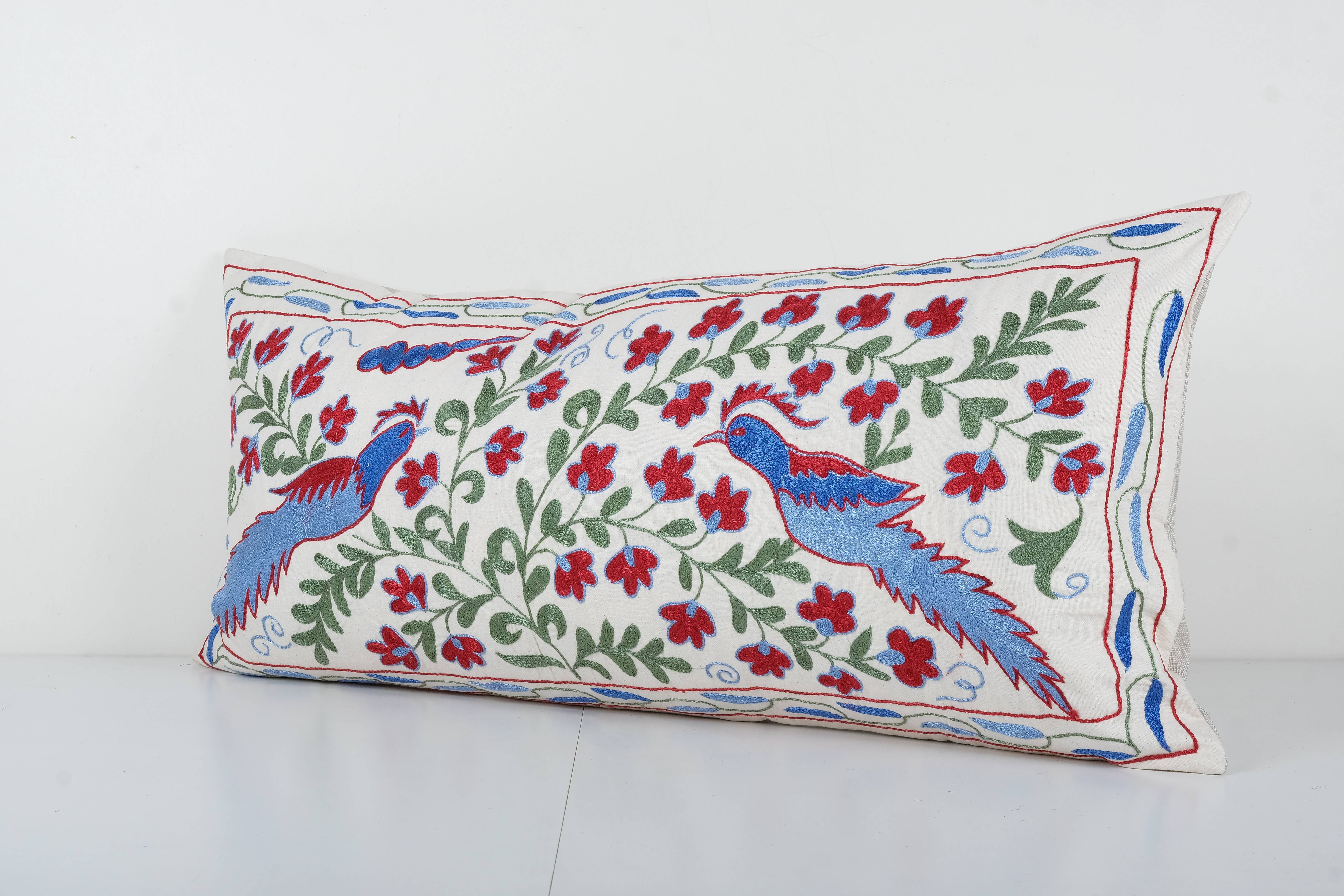 Bird Suzani Bedding Pillow Cover | 18'' x 38''