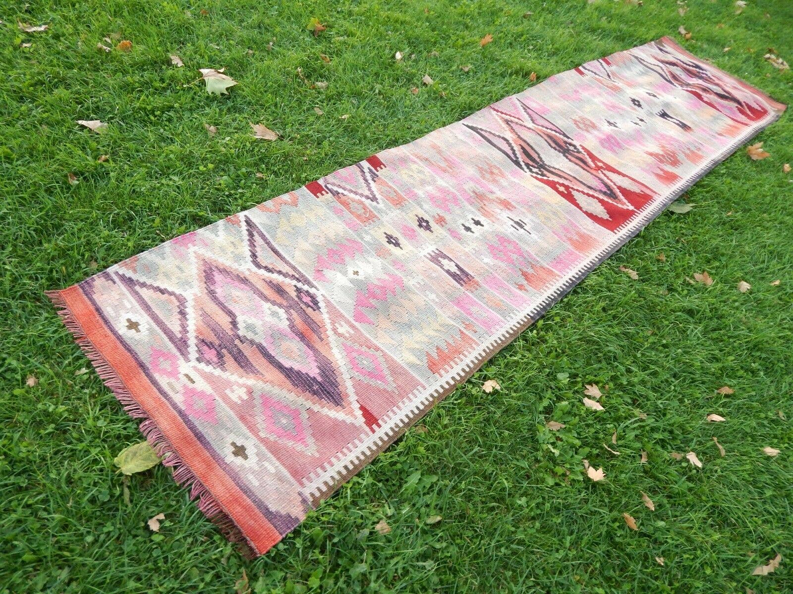 Vintage Turkish Kilim Runner 2'7'' x 10'7''