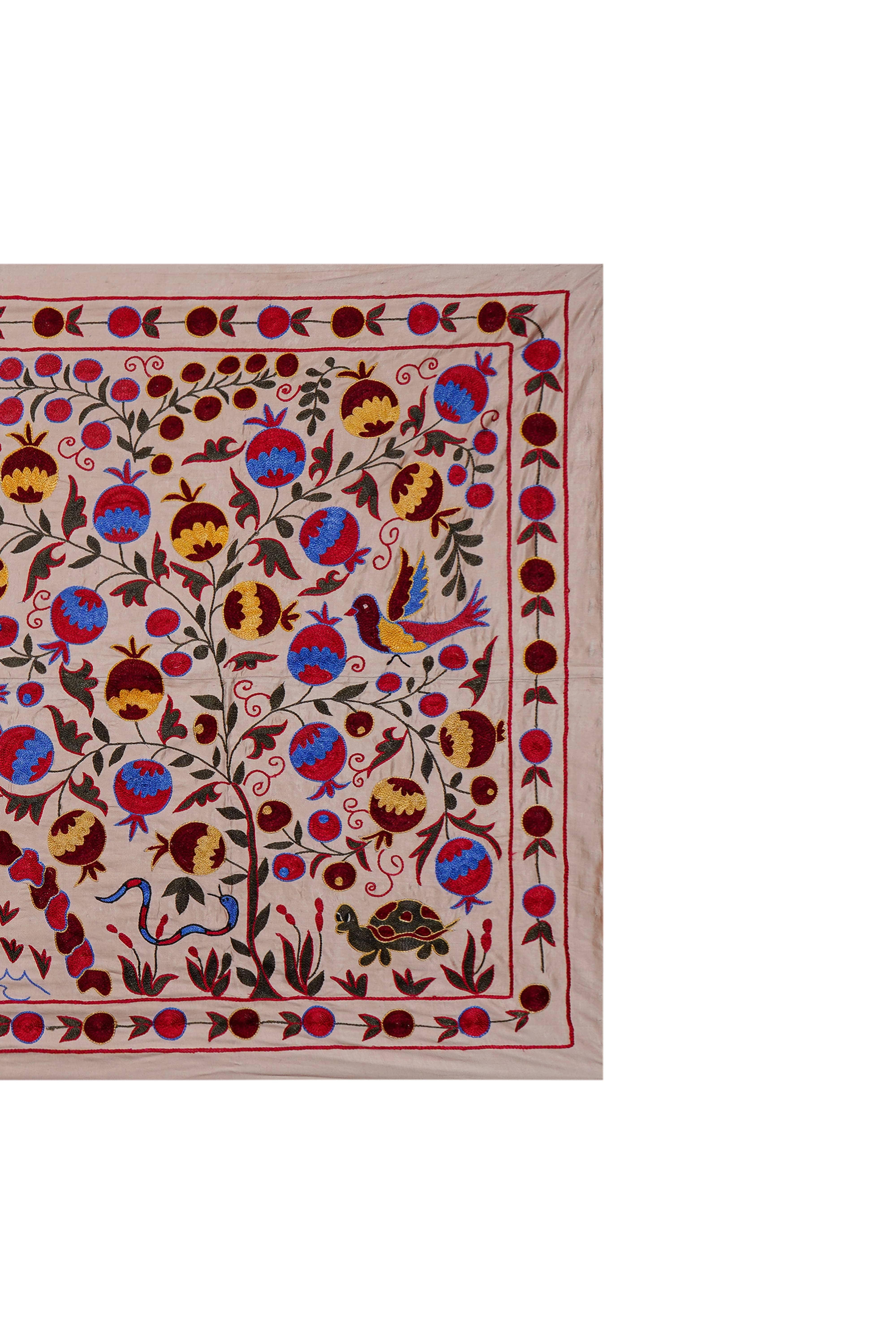Bird Suzani Wall Hanging & Bedspread | 3'5'' x 6'1''