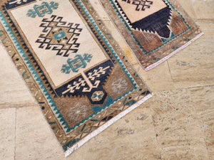 Vintage Turkish Yastik Rugs Set of 2 | 20'' x 38''