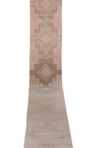 Vintage Turkish Oushak Extra Long and Narrow Runner With Mid Century Modern Style