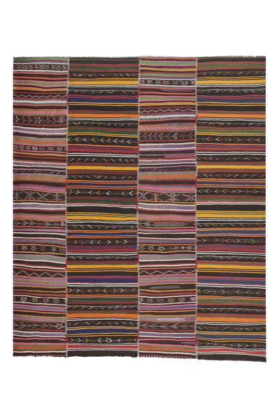 Vintage Turkish Striped Kilim Area Rug