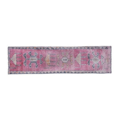 Vintage Faded Turkish Herki Runner Rug 2'11'' X 10'8''