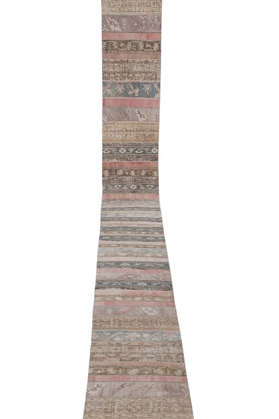 Vintage Turkish Patchwork Runner With Eclectic Mediterranean Style-Long Runner 2'5'' X 32'7''