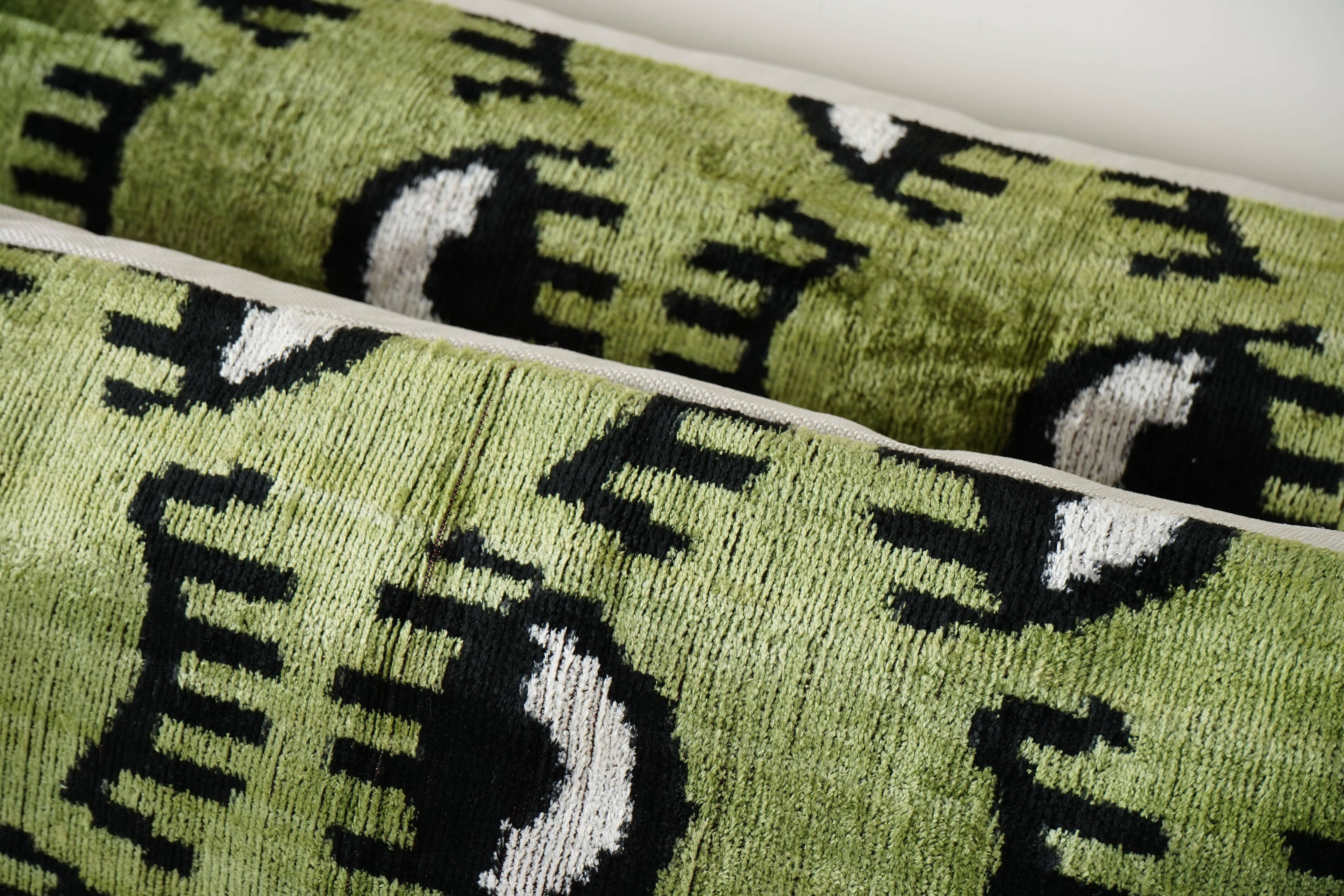 Silk Ikat Velvet Pillow Cover Set of 3 | 16'' x 51''