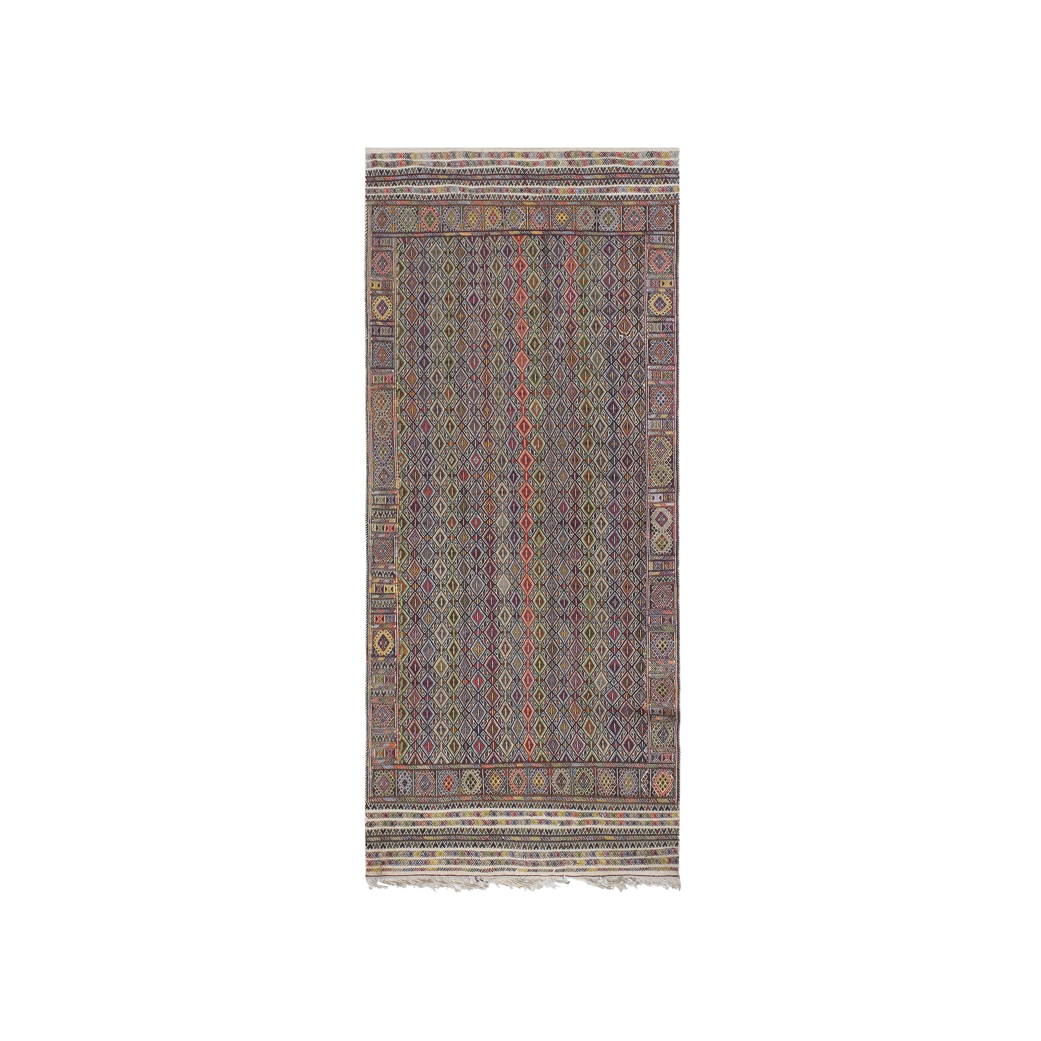 Vintage Turkish Kilim Rug 5'1'' x 11'9''
