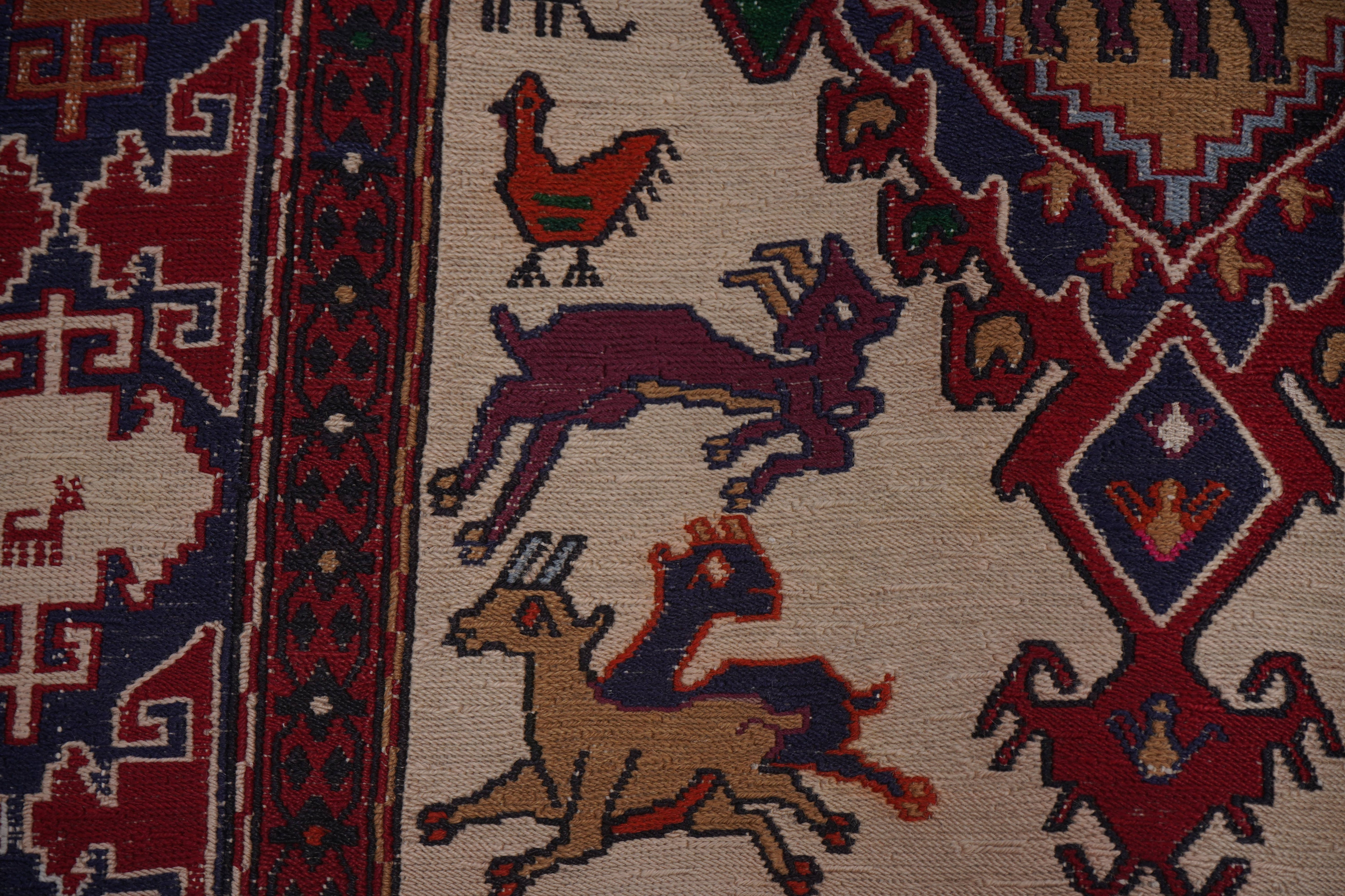 Vintage Soumac Kilim Rug 3'5'' x 4'7''