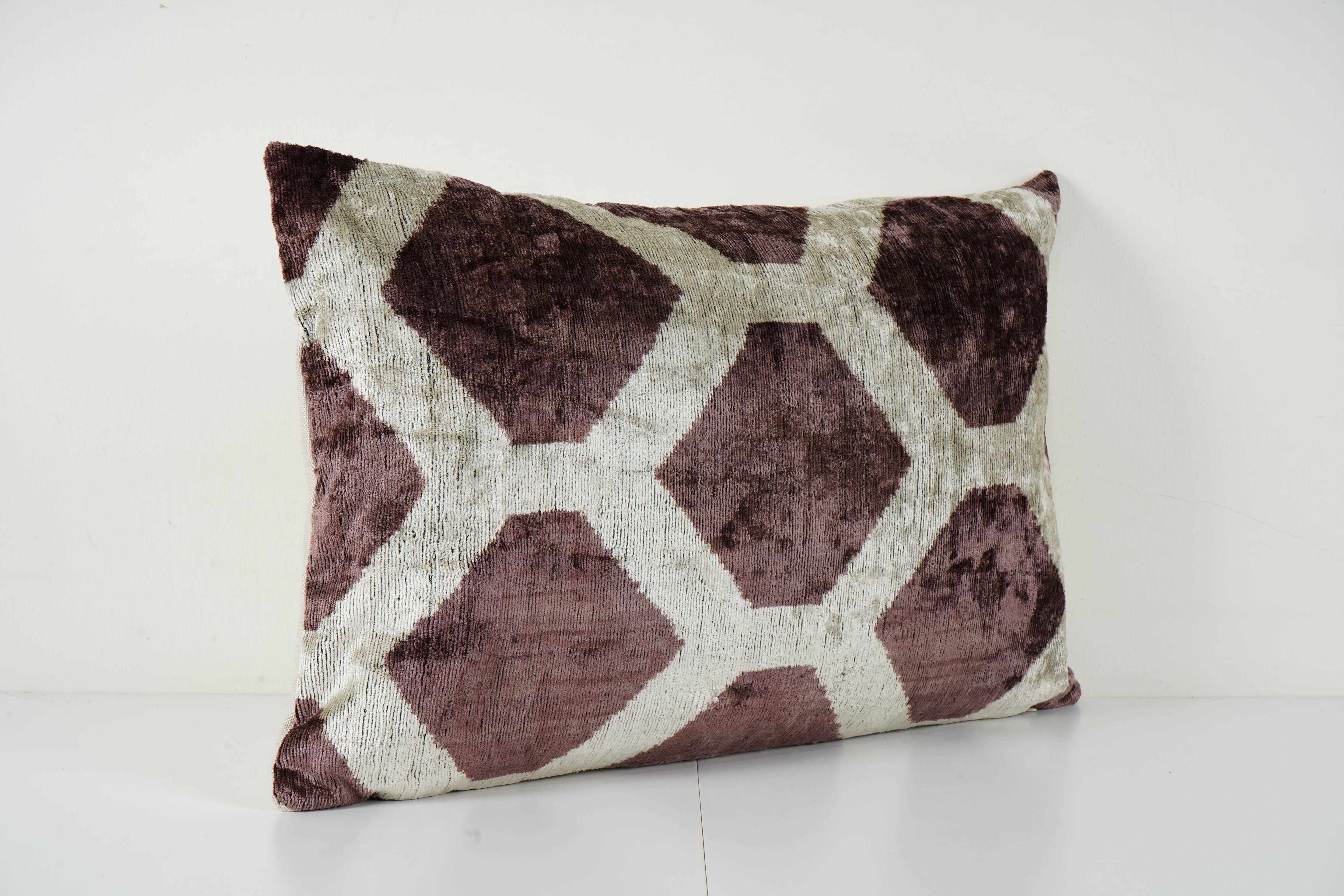 Silk Ikat Velvet Pillow Cover | 16'' x 24''