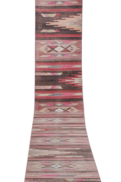 Vintage Turkish Kilim Runner 2'6'' x 20'11''