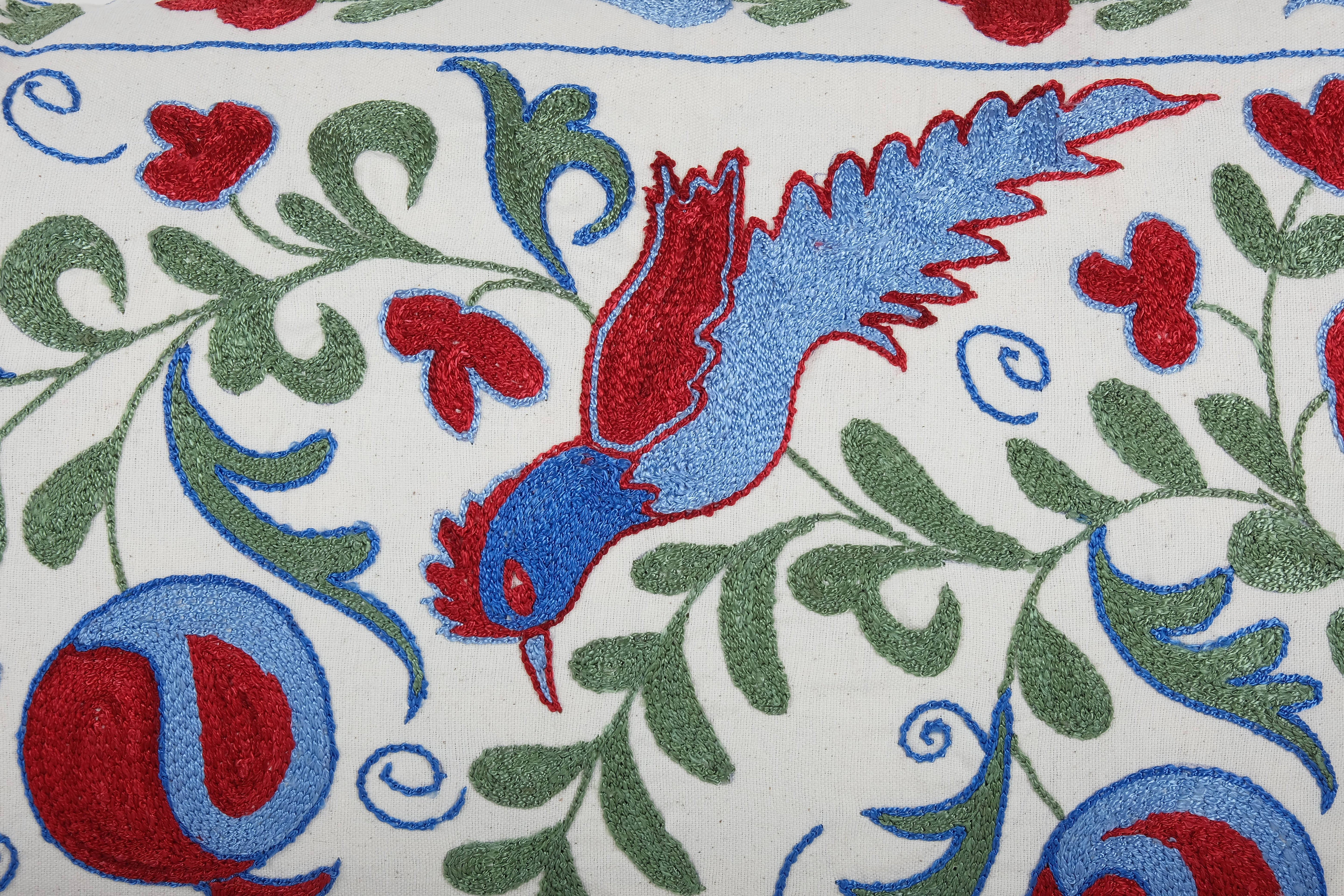 Bird Suzani Bedding Pillow Cover | 18'' x 38''
