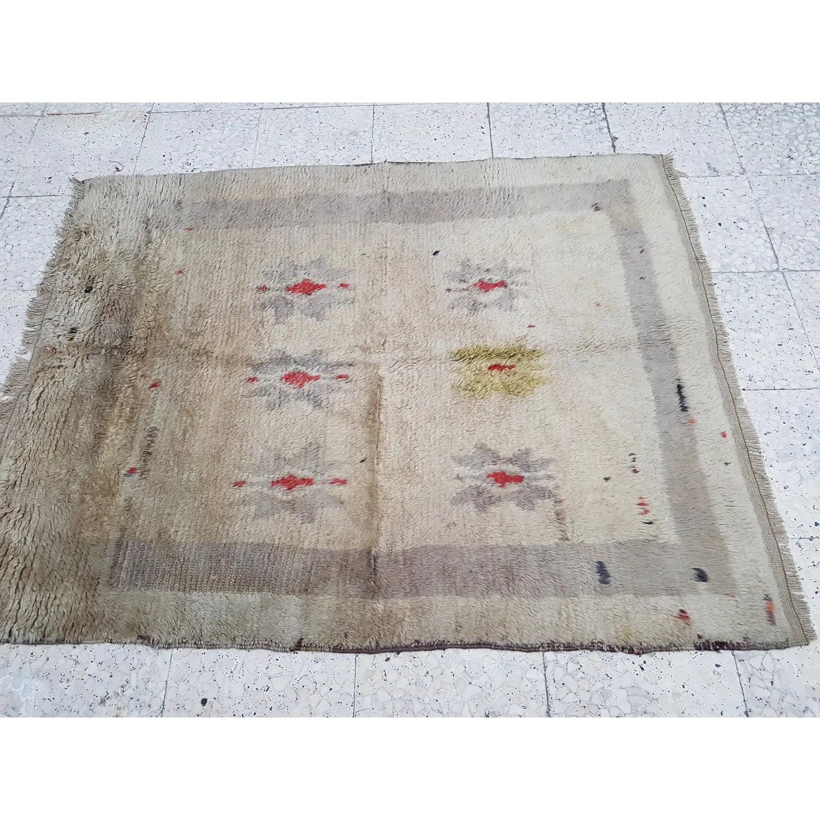 Vintage Turkish Shaggy Tulu Rug 45'' x 56''