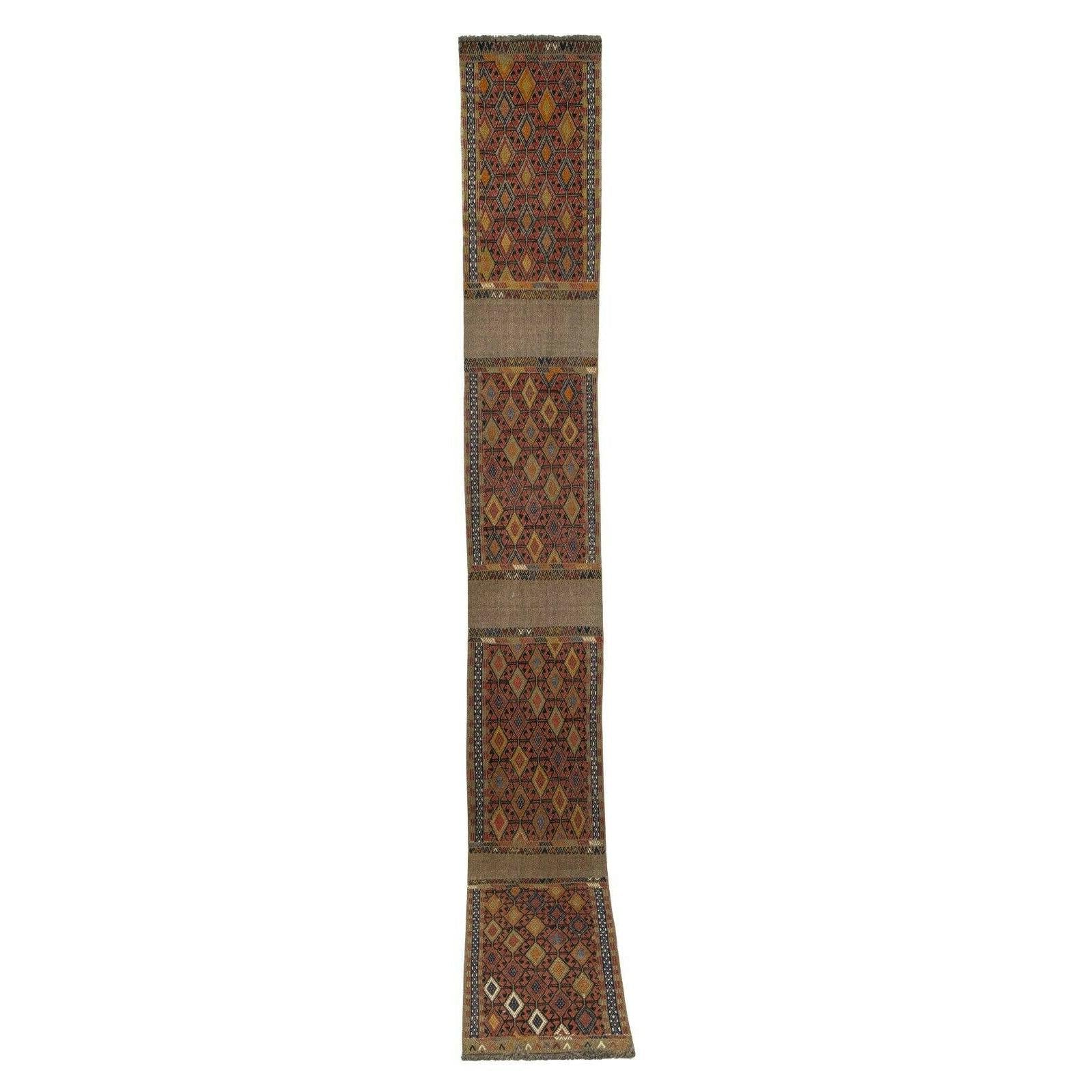 Vintage Turkish Kilim Runner 1'9'' x 13'