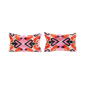 Silk Ikat Velvet Pillow Cover Set of 2 | 15'' x 23''