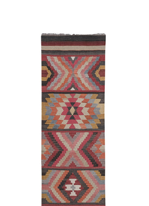 Vintage Turkish Kilim Runner 2'6'' x 11'9''