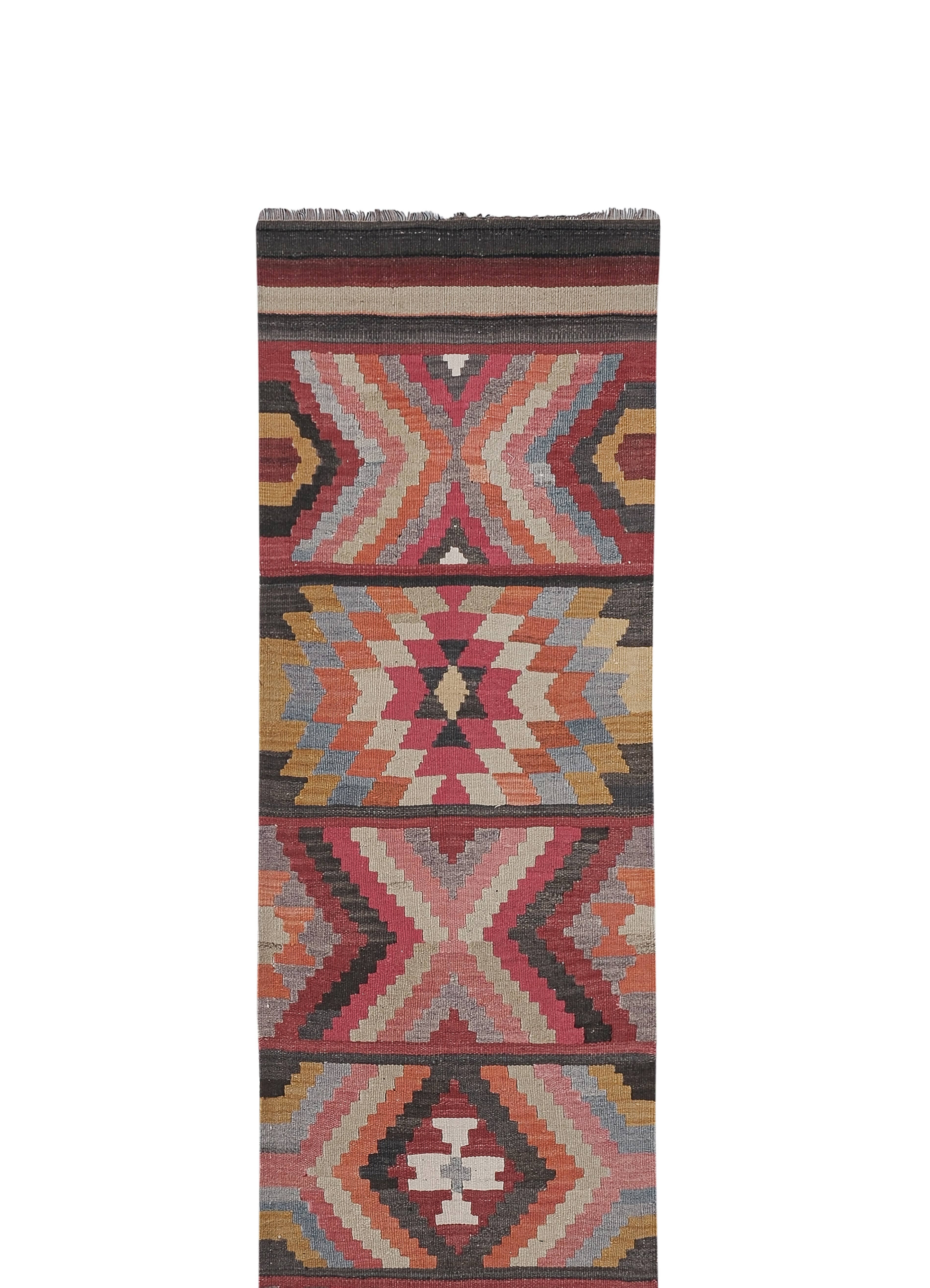 Vintage Turkish Kilim Runner 2'6'' x 11'9''