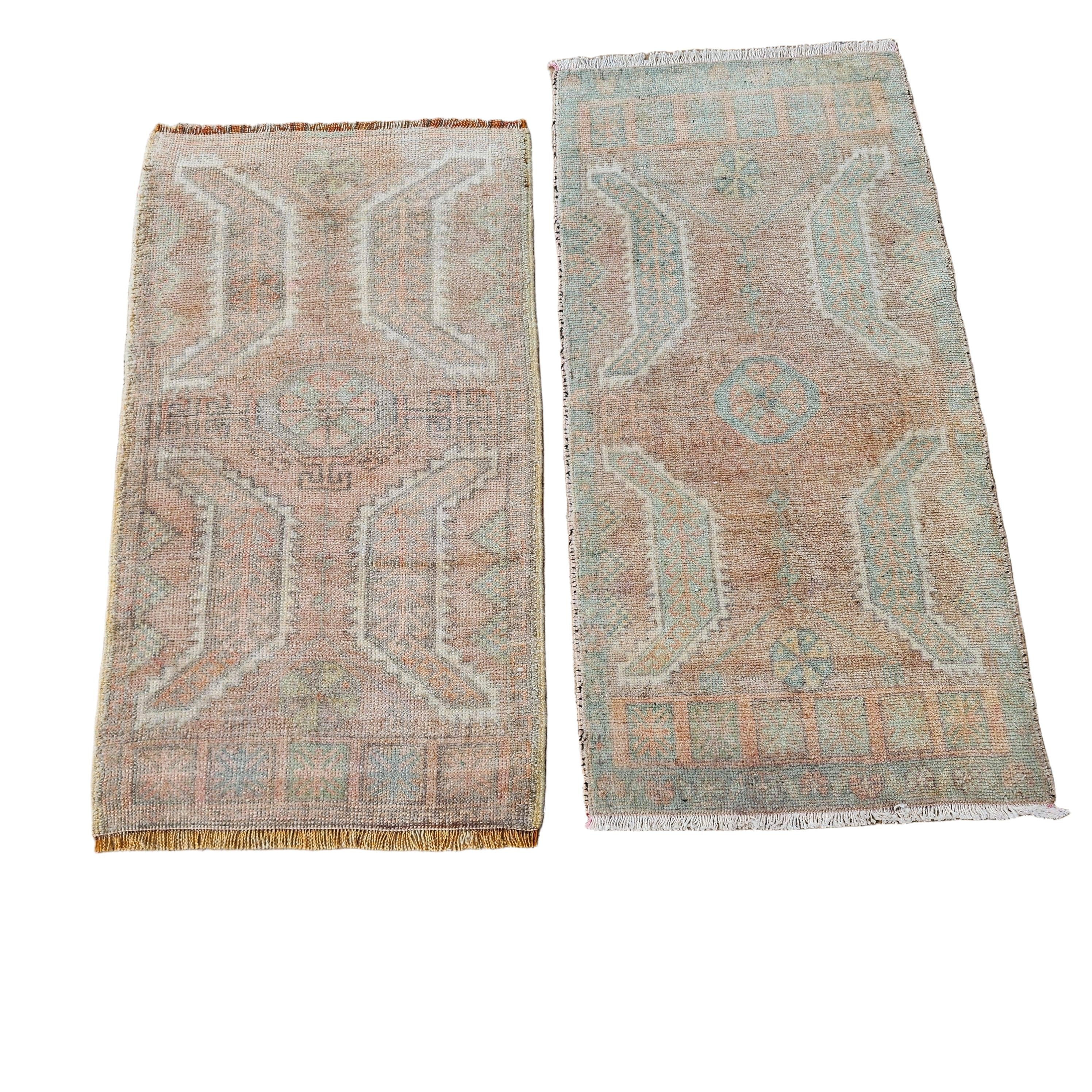 Vintage Turkish Yastik Rugs Set of 2 | 20'' x 37''