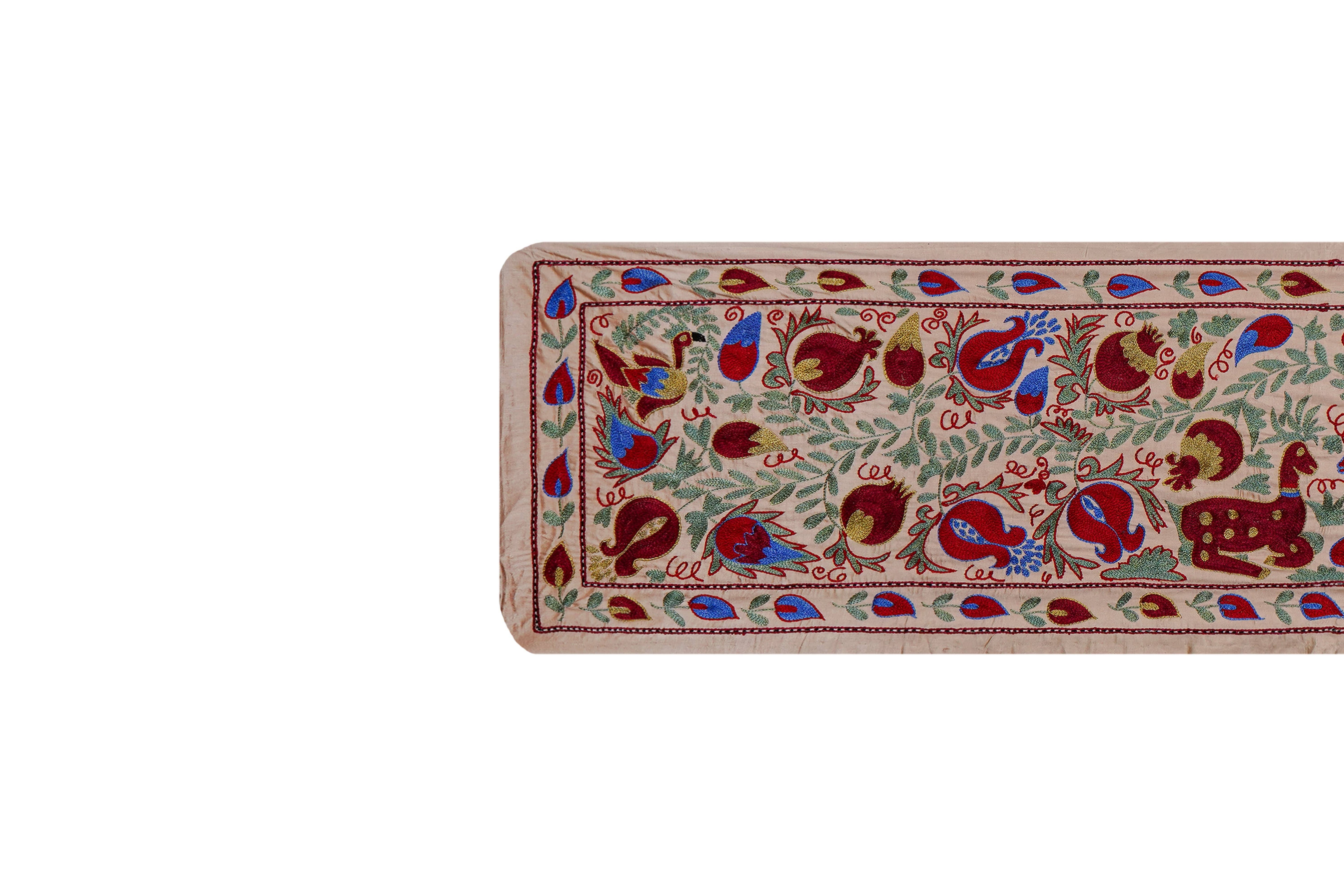 Hand-Embroidered Suzani Table Runner 1'9'' x 6'2''