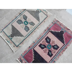 Vintage Oushak Yastik Rugs Set of 2 | 19'' x 35''