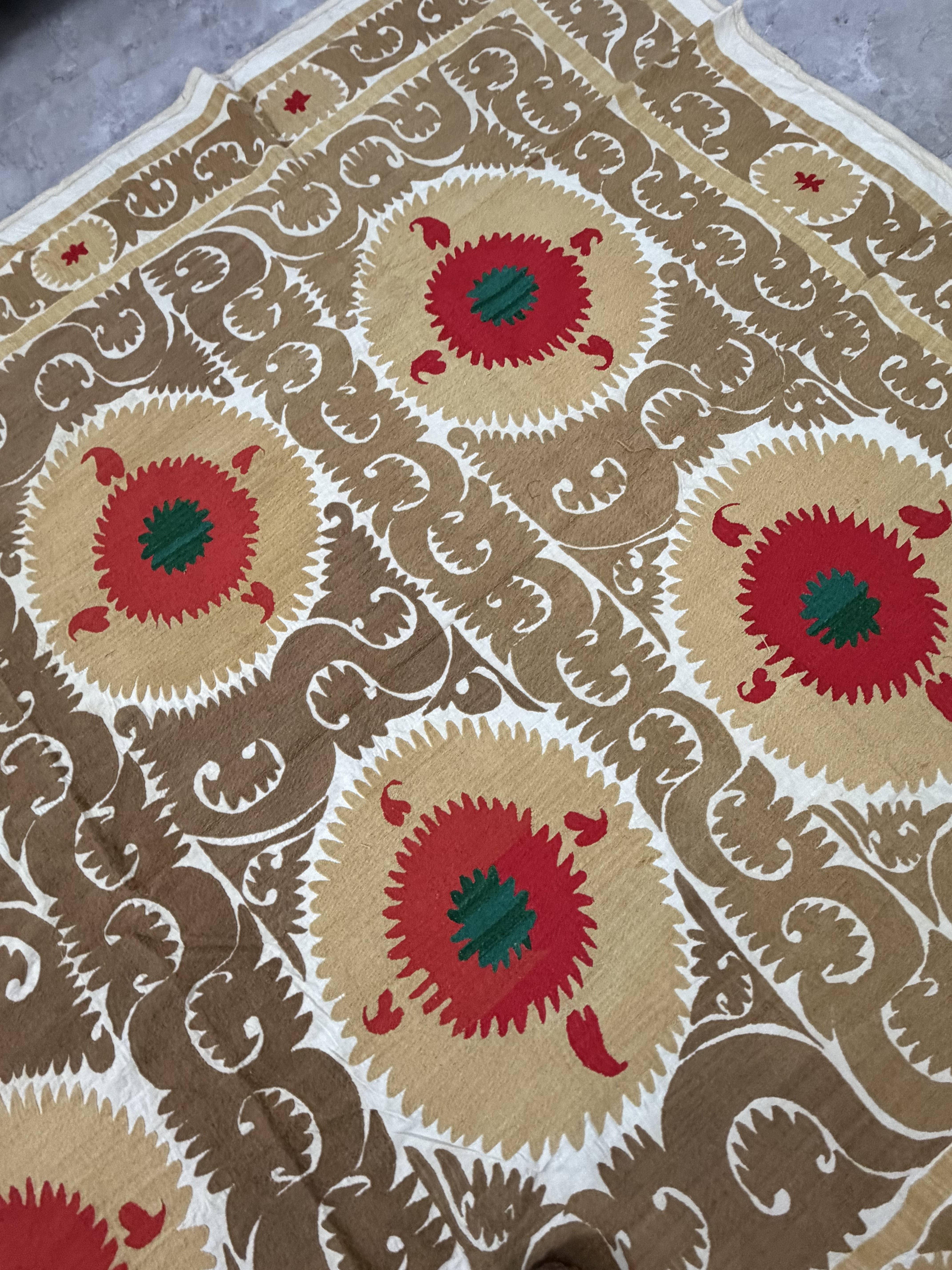 Hand-Embroidered Suzani Wall Hanging & Bedspread 7'5'' x 11'