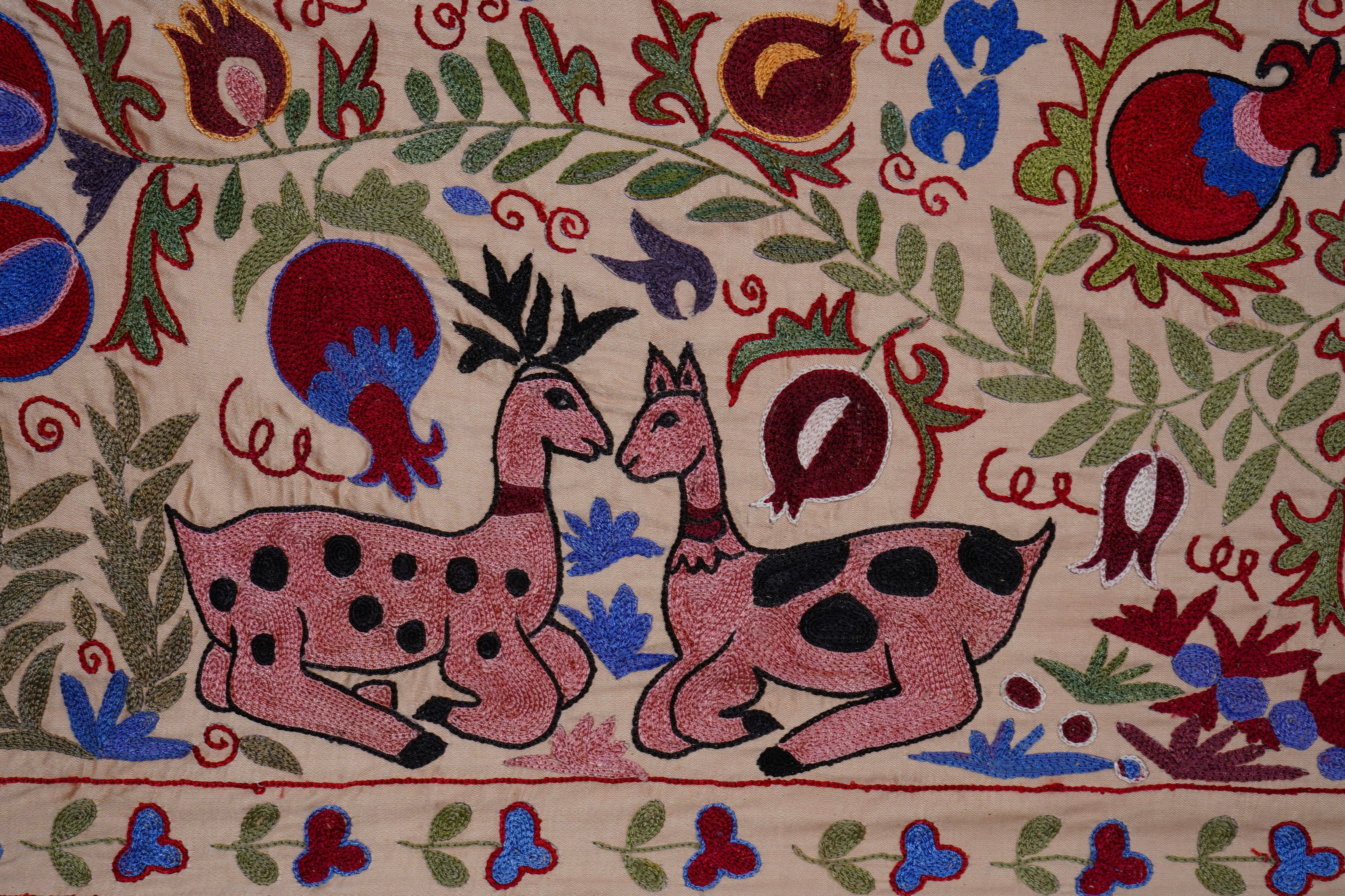 Hand-Embroidered Suzani Table Runner 1'8'' x 6'3''
