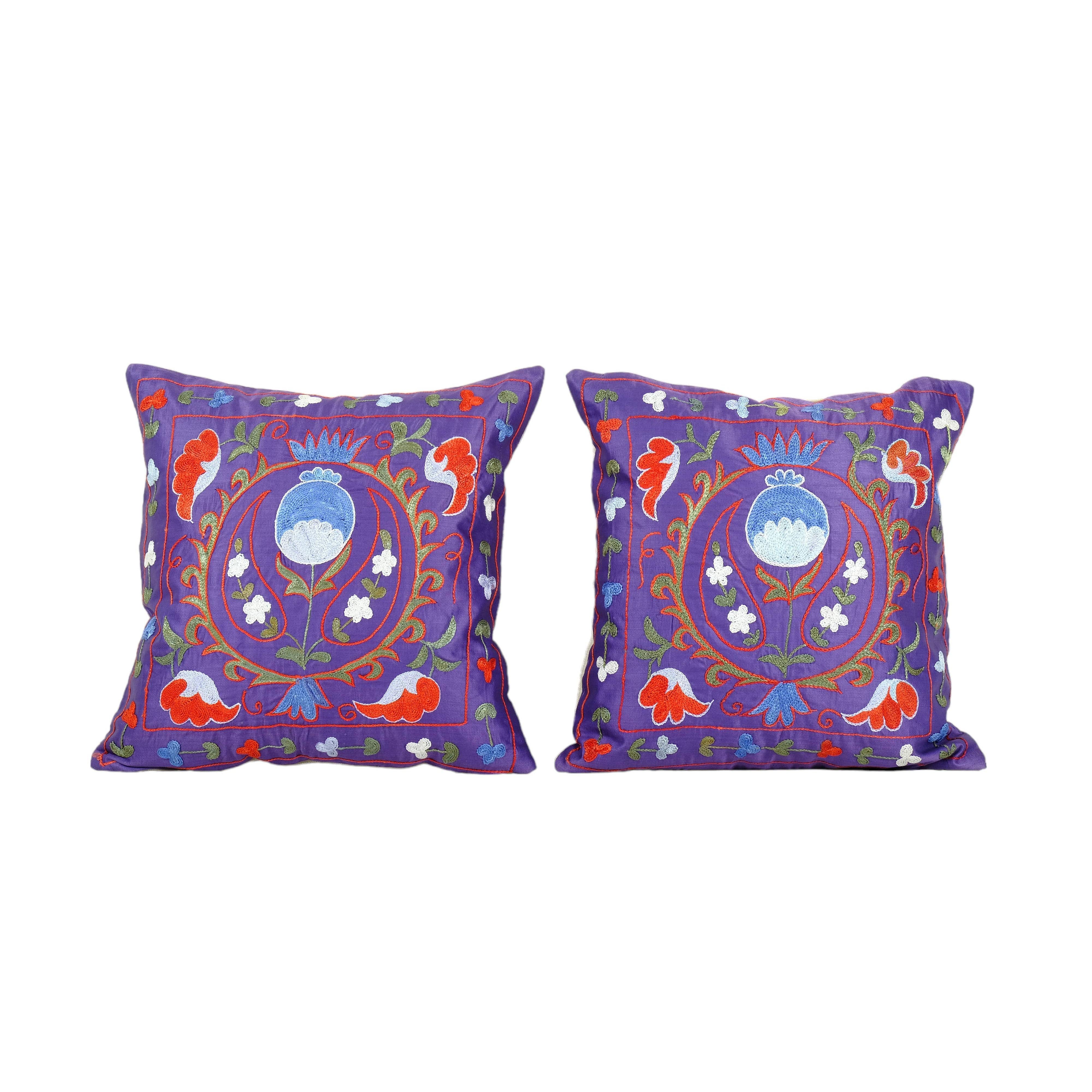 Silk Suzani Pillow Cover Set of 2 | 19'' x 19''