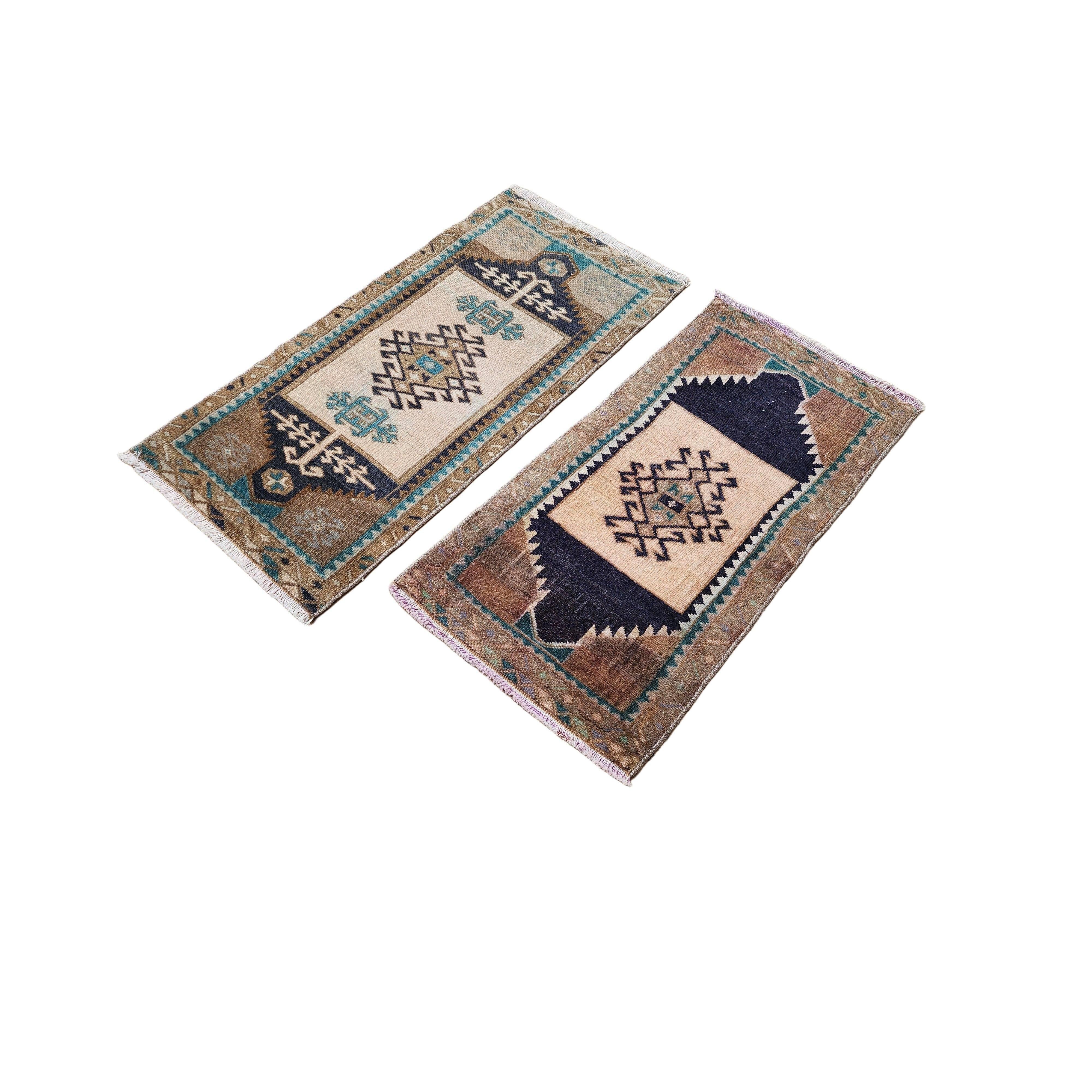 Vintage Turkish Yastik Rugs Set of 2 | 20'' x 38''