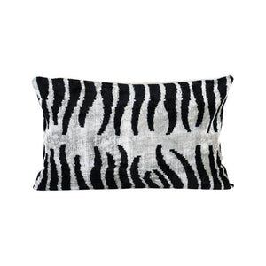 Zebra Silk Ikat Velvet Pillow Cover | 16'' x 24''