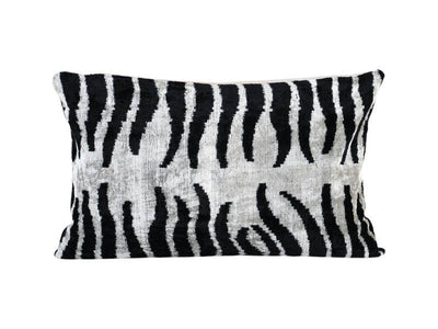 Zebra Silk Ikat Velvet Pillow Cover | 16'' x 24''