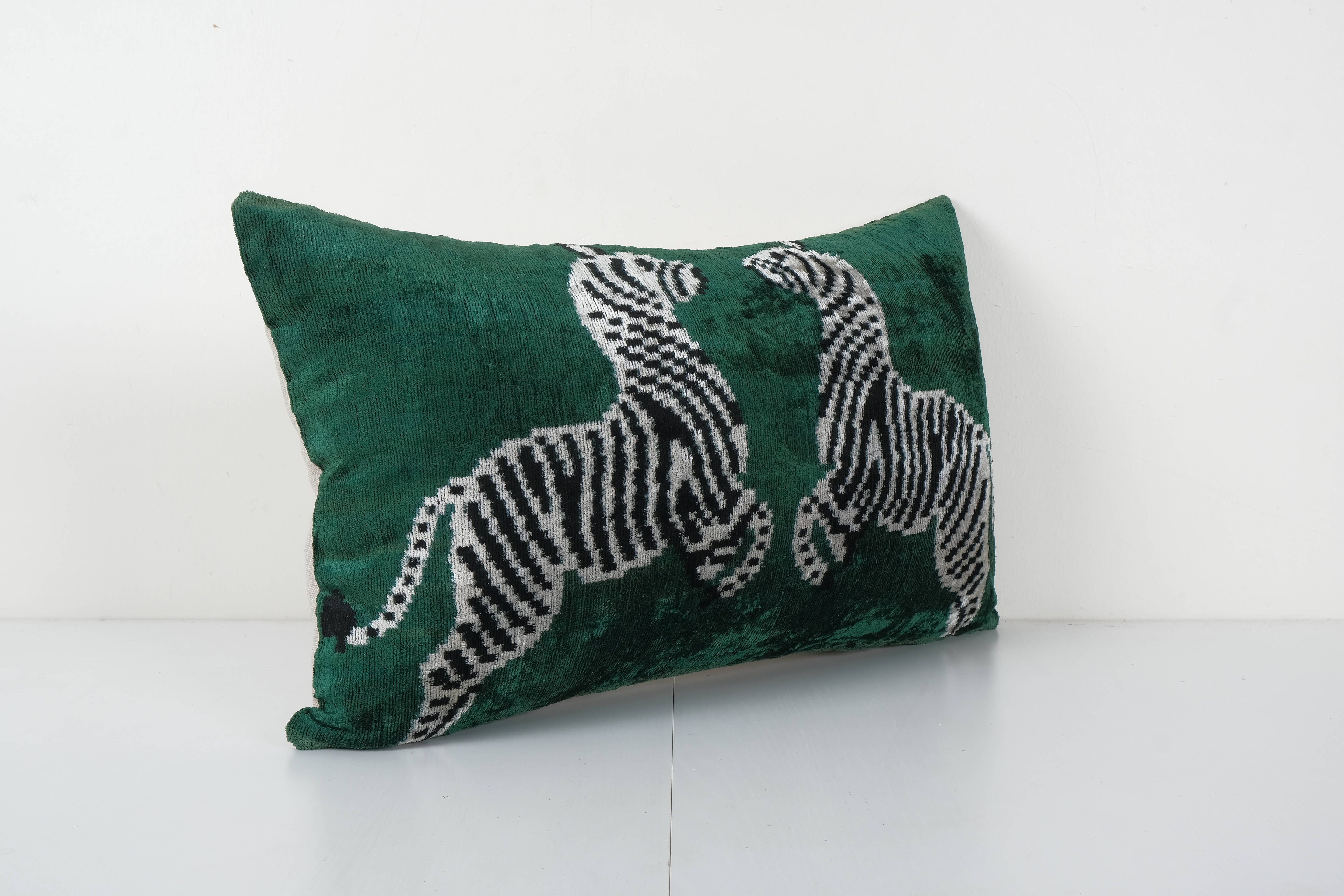 Silk Ikat Velvet Pillow Cover | 16'' x 24''