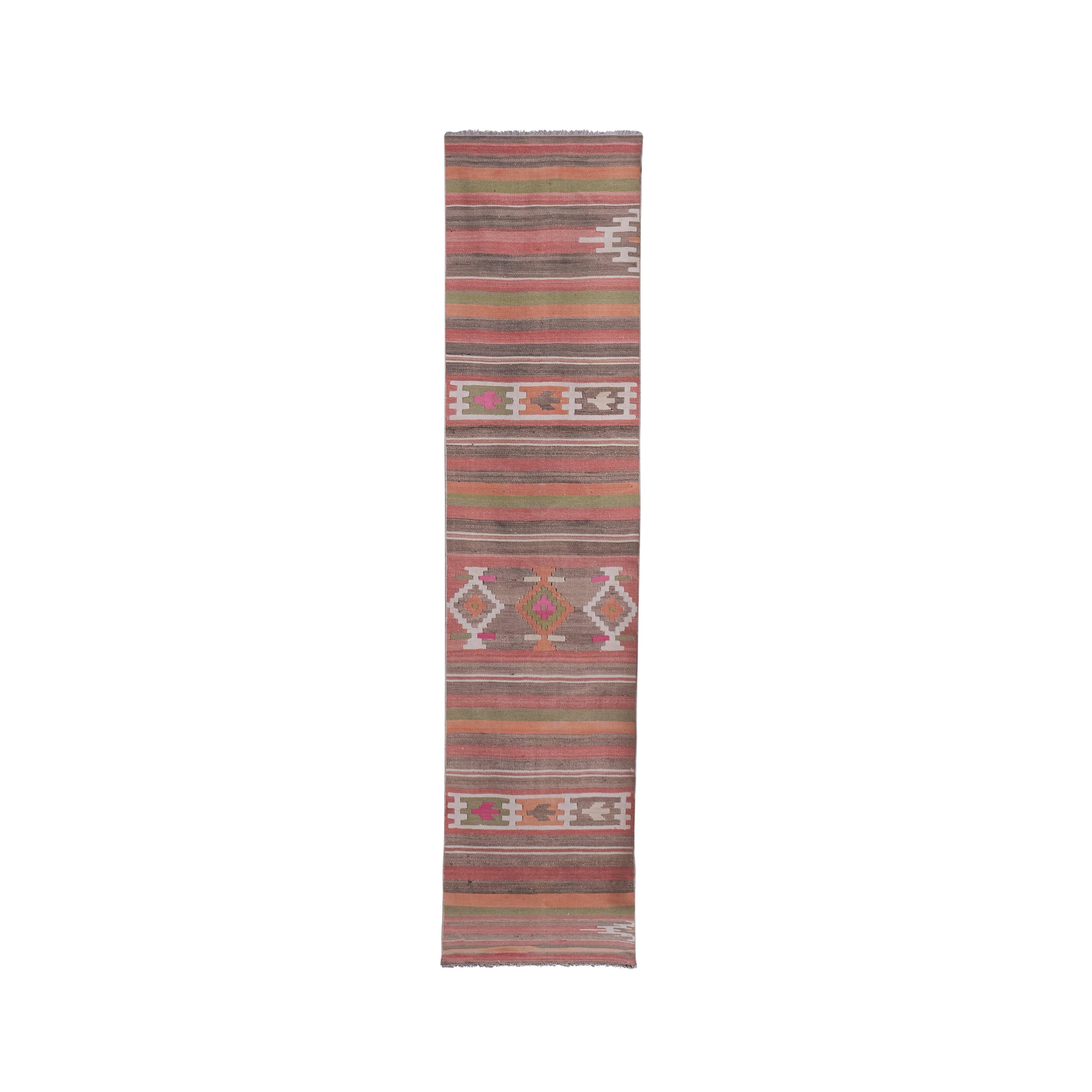 Vintage Turkish Kilim Runner 2'6'' x 11'7''