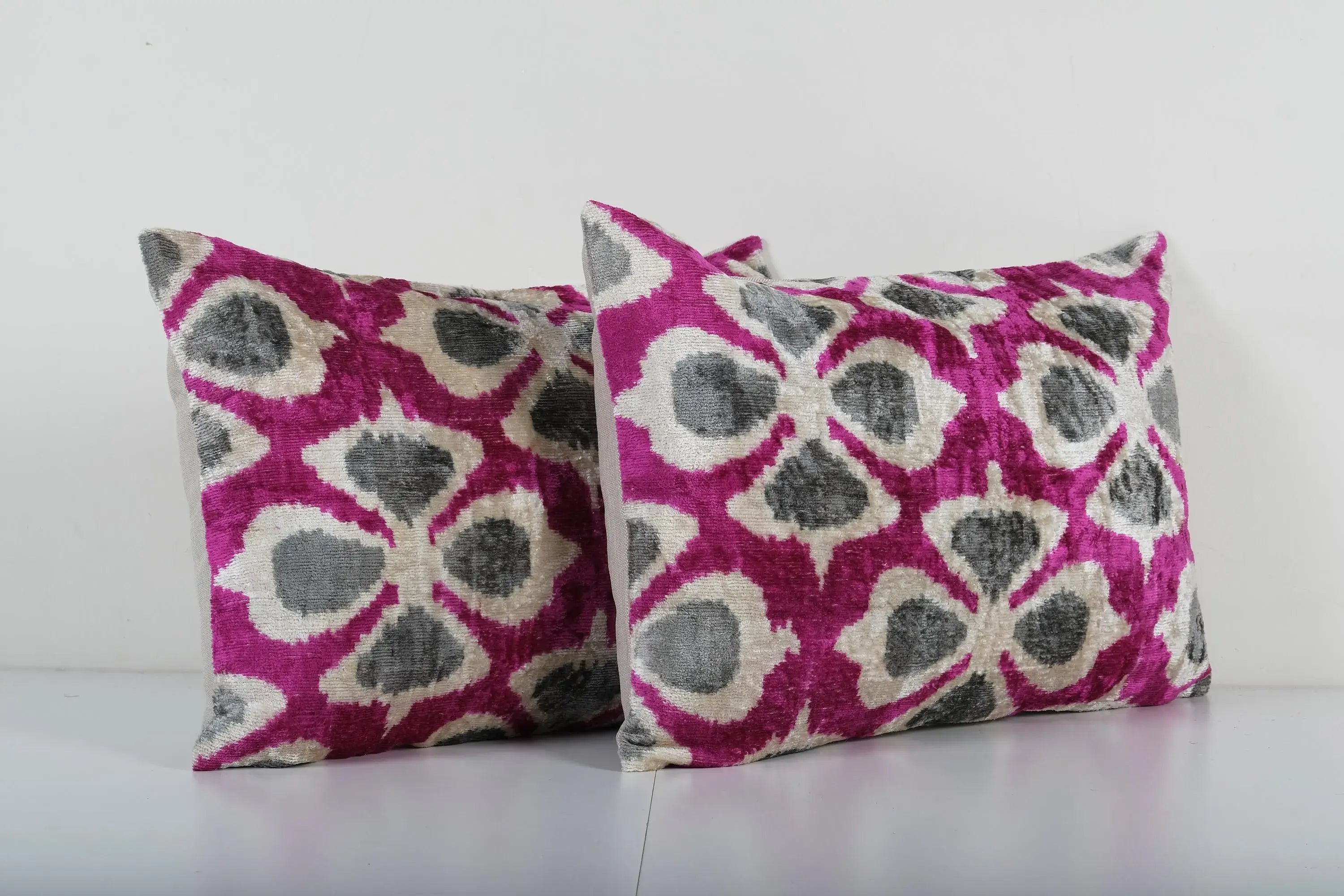 Silk Ikat Velvet Pillow Cover Set of 2 | 15'' x 23''