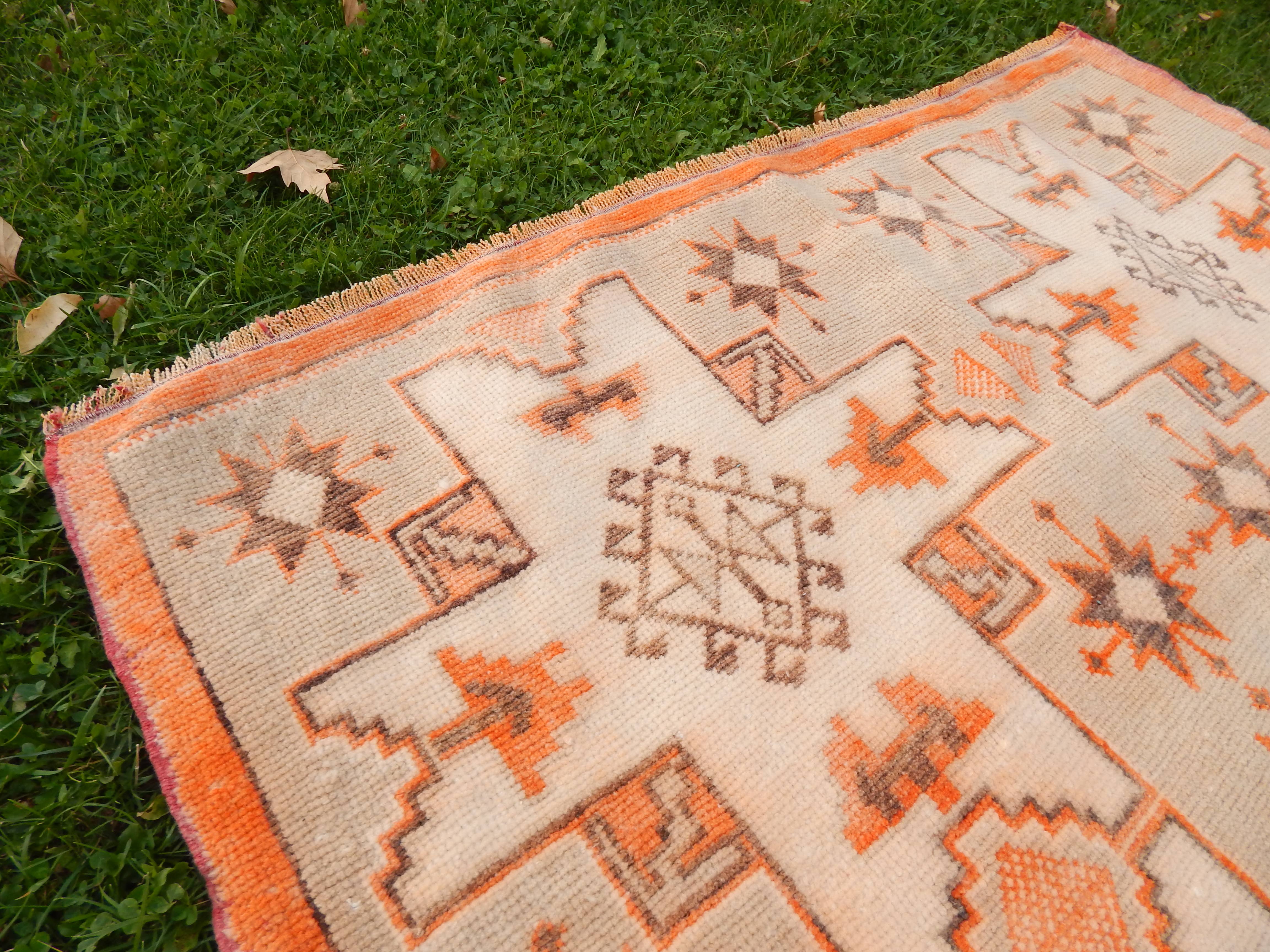 Vintage Turkish Tashpinar Oushak Rug 4'2'' x 8'6''