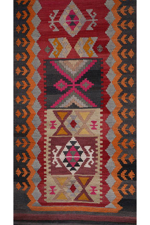 Vintage Turkish Kilim Runner 2'8'' x 16'7''