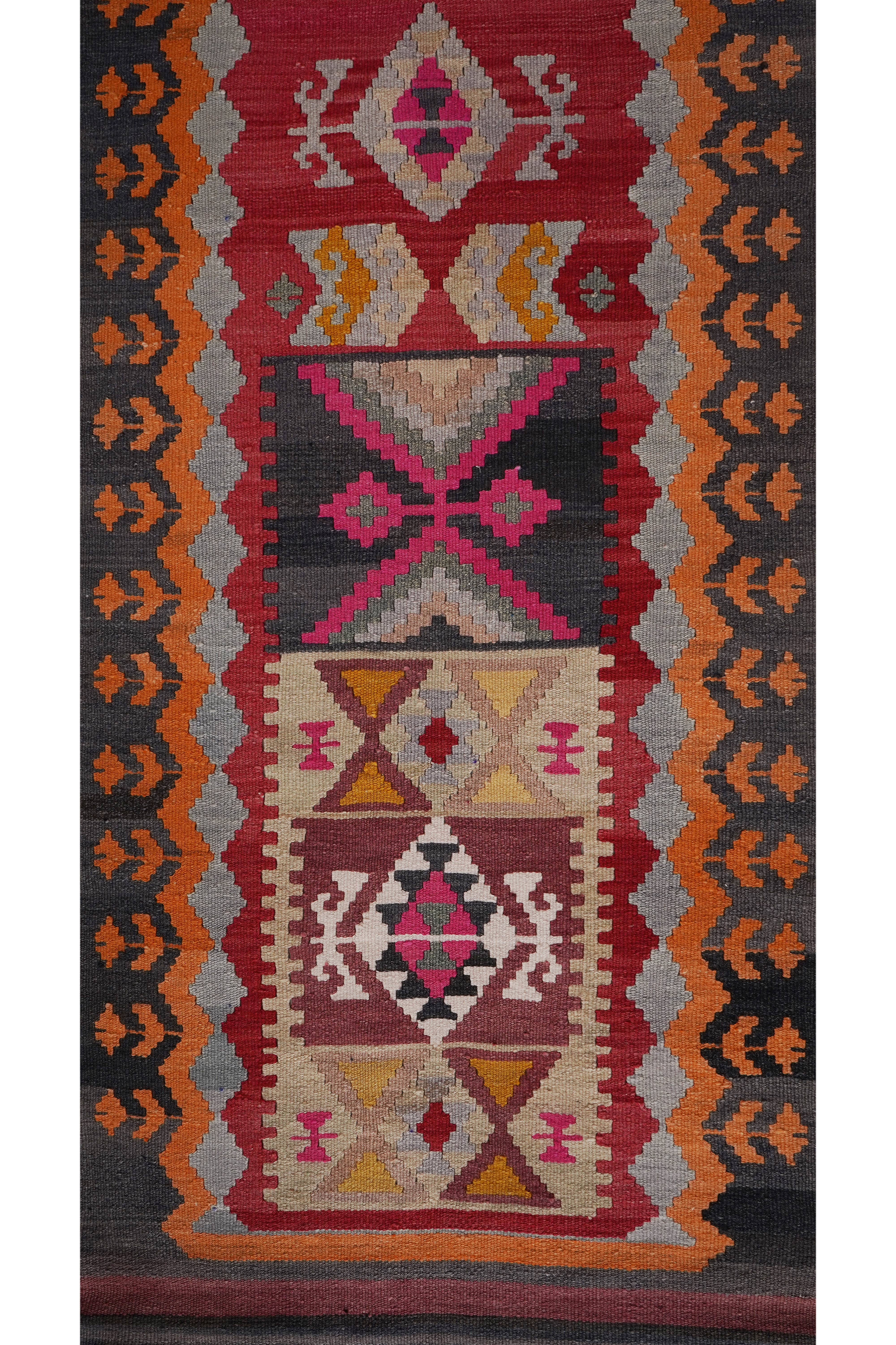 Vintage Turkish Kilim Runner 2'8'' x 16'7''
