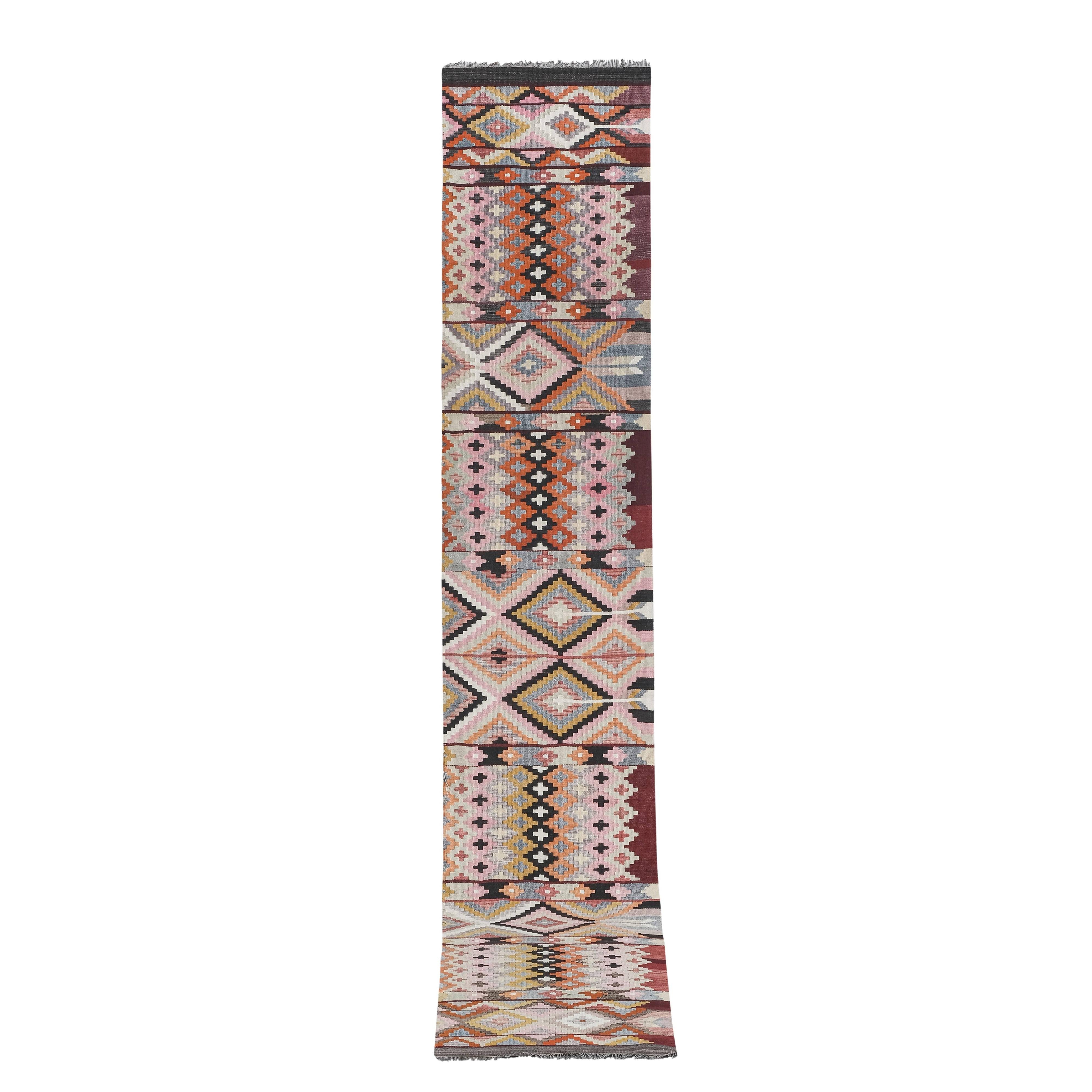 Vintage Turkish Kilim Runner 2'7'' x 13'11''