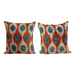 Silk Ikat Velvet Pillow Cover Set of 2 | 24'' x 24''