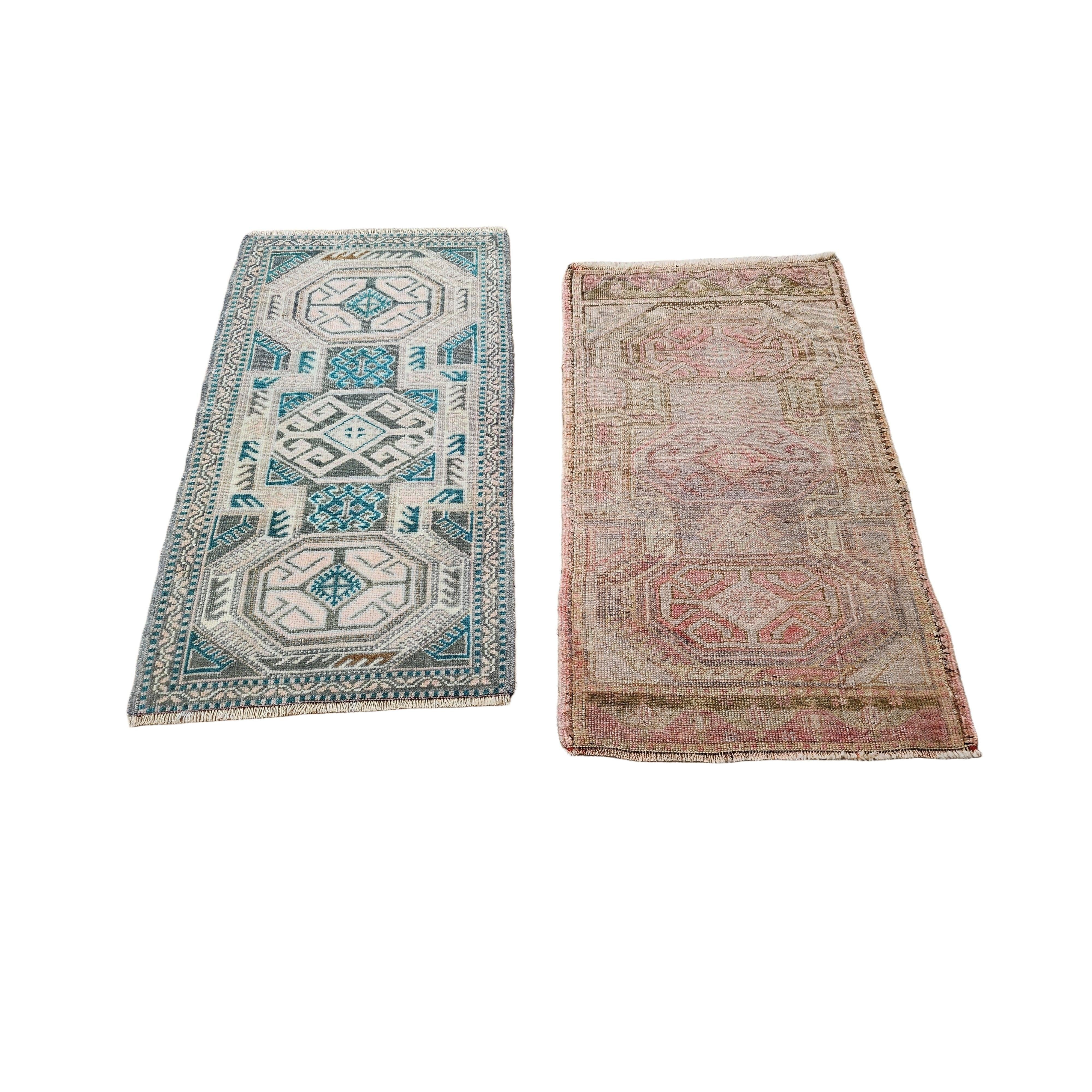 Vintage Turkish Yastik Rugs Set of 2 | 22'' x 36''