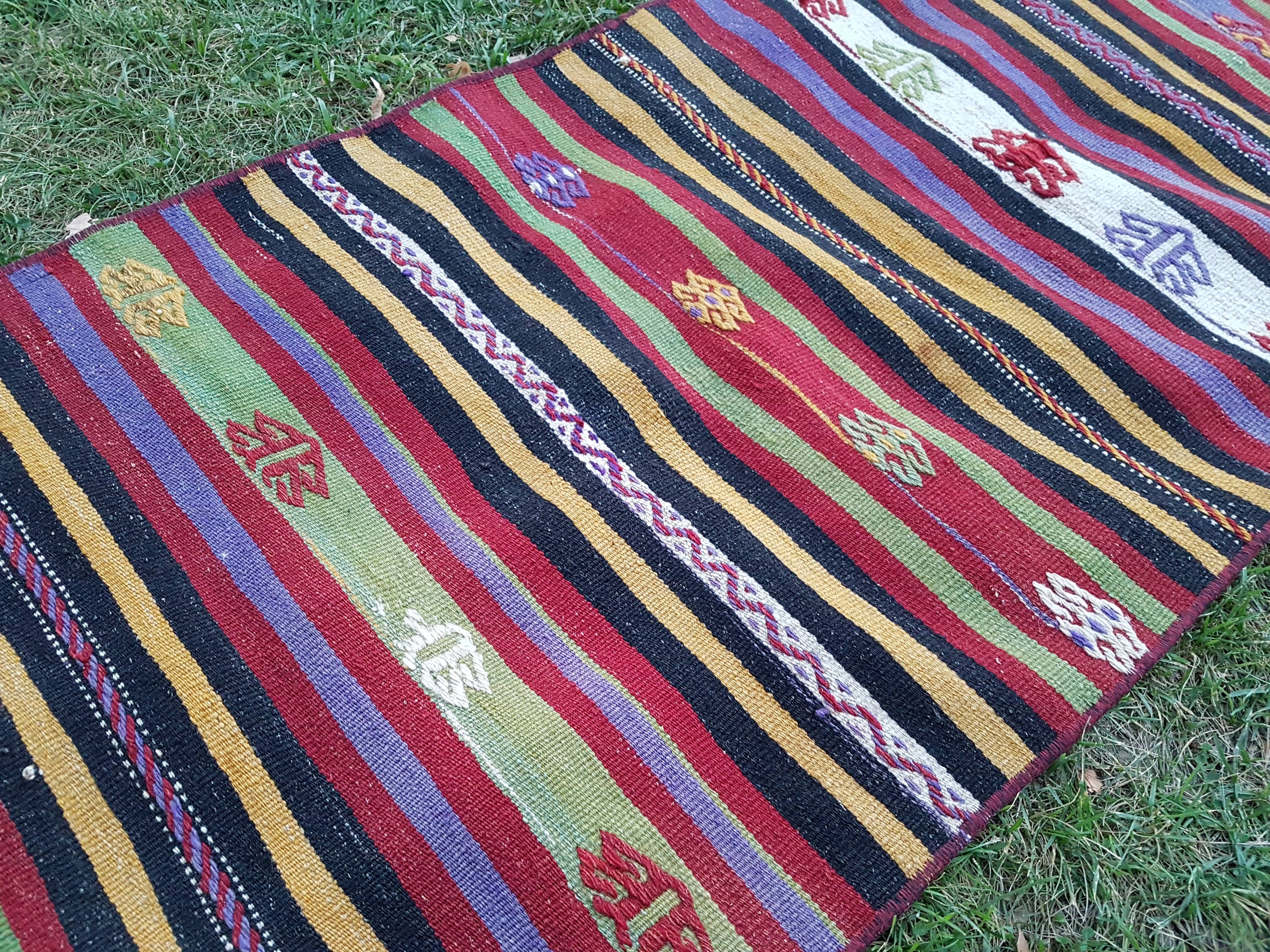 Vintage Turkish Kilim Runner 2'1'' x 20'11''