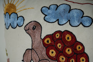 Turtle Suzani Pillow Cover | 18'' x 19''
