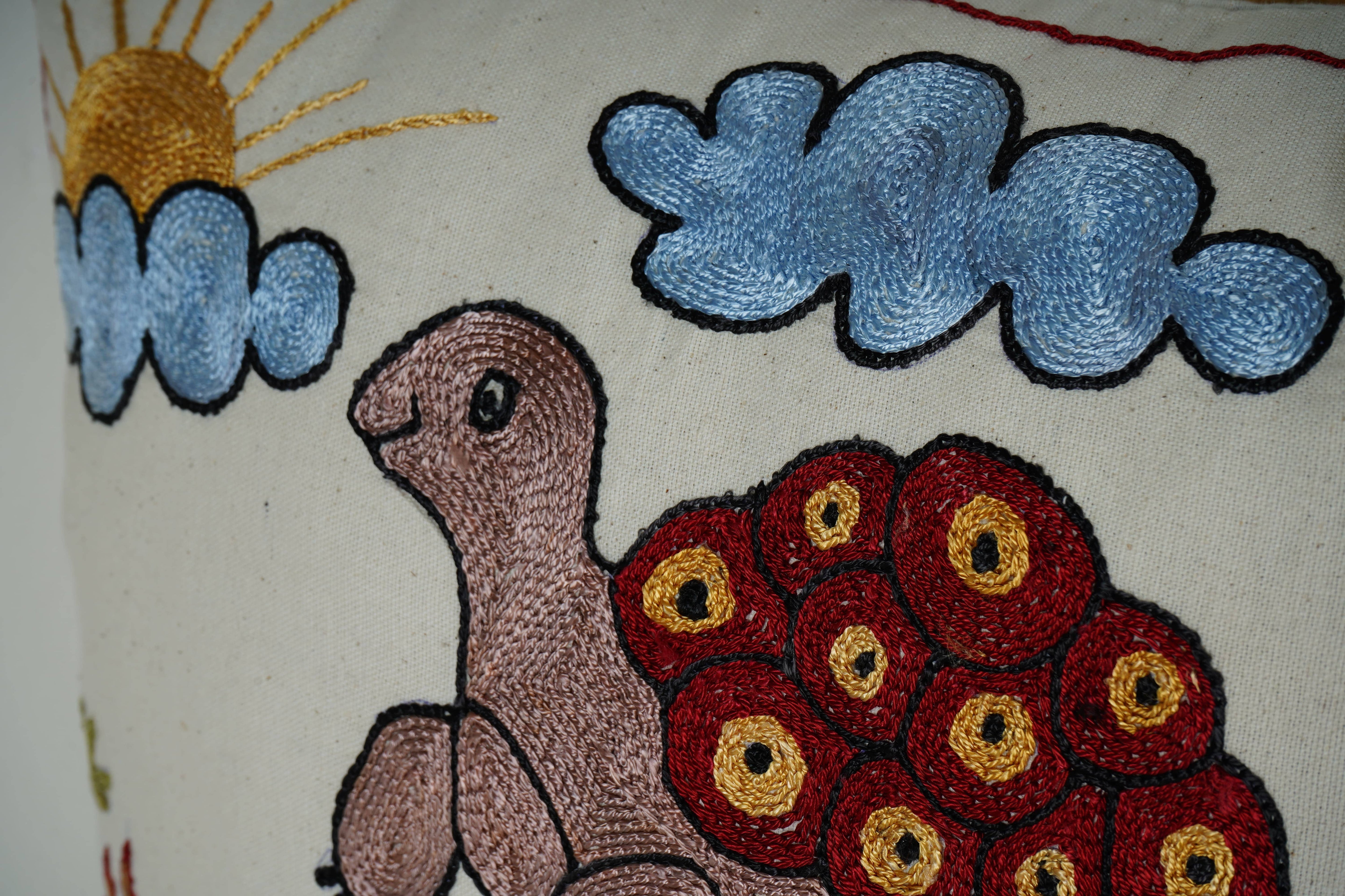 Turtle Suzani Pillow Cover | 18'' x 19''
